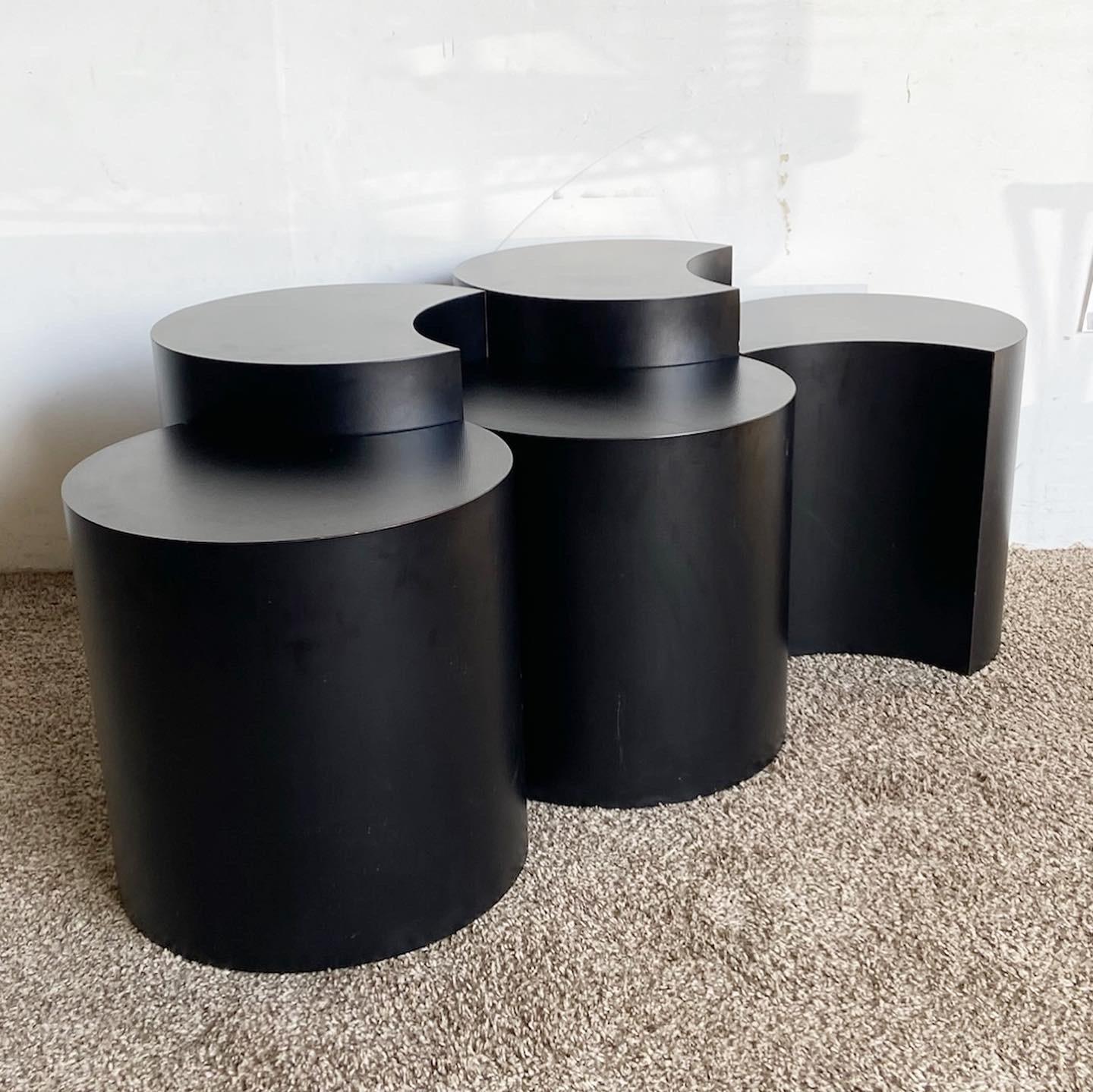 American Postmodern Crescent Black Laminate Nesting Tables - Set of 5 For Sale