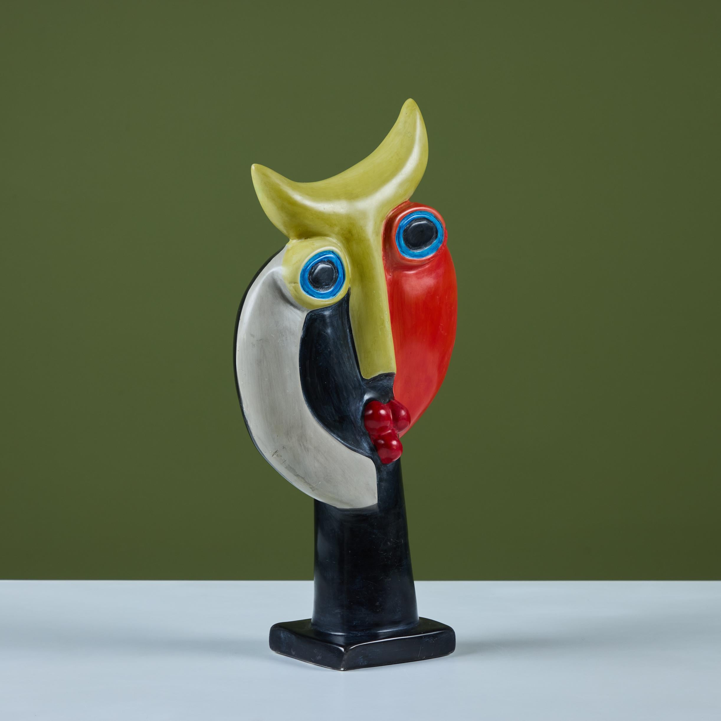 Postmoderne kubistische Gesichtsskulptur (Glasiert) im Angebot