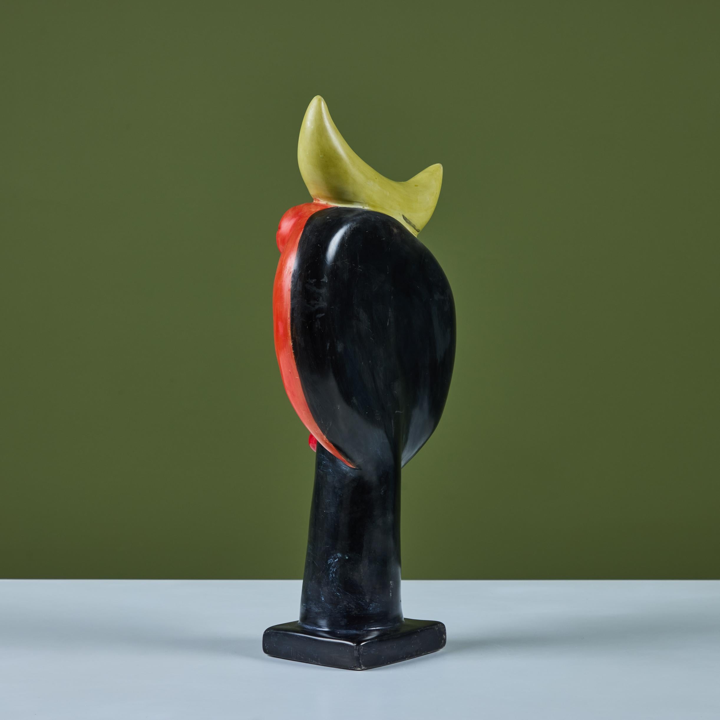 Postmoderne kubistische Gesichtsskulptur (Keramik) im Angebot
