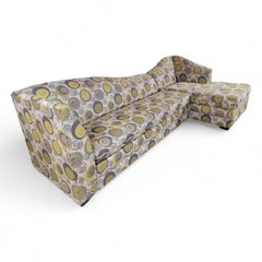 Postmodern Curved Back Queen Sleeper Retro Patterned Upholstered Sectional Sofa