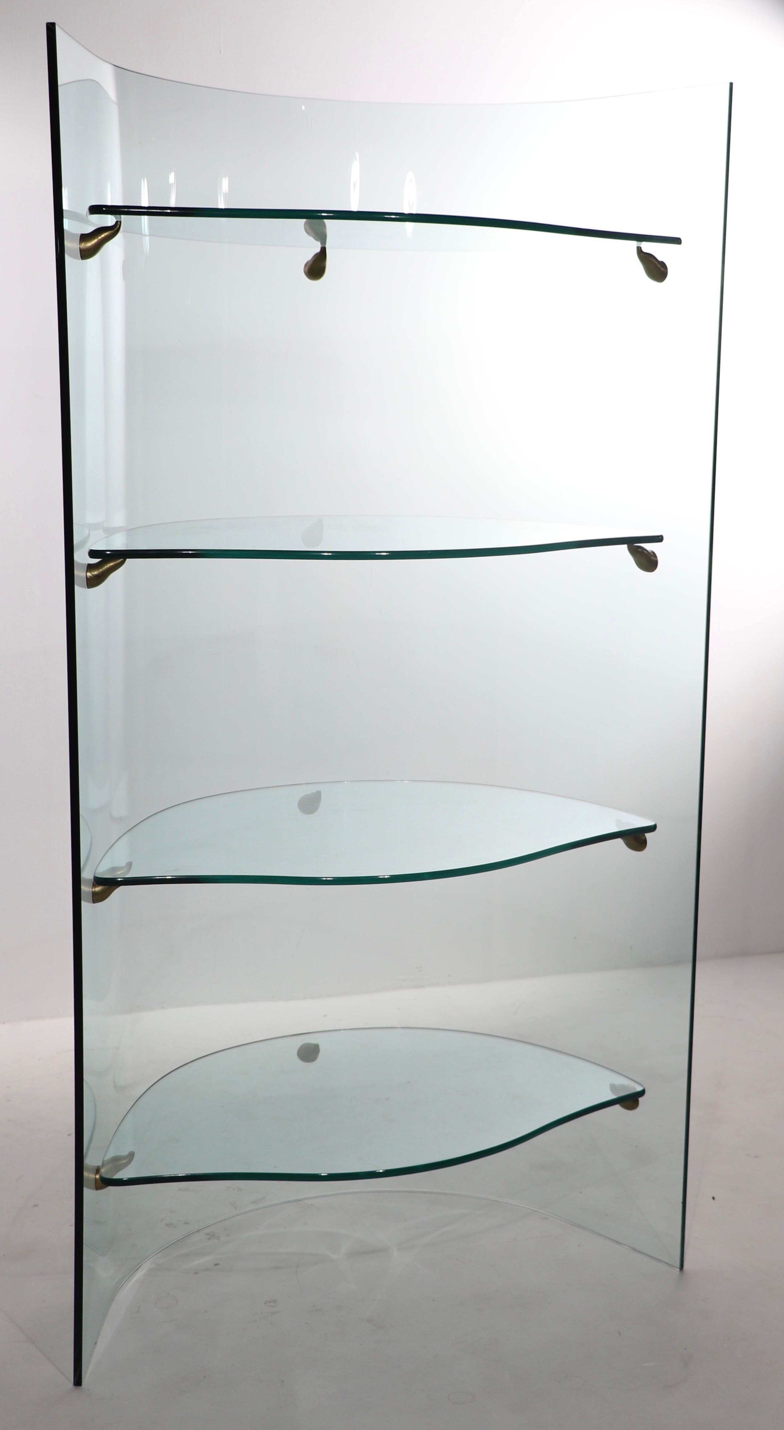 Postmodern Curved Glass Etagere Shelf For Sale 1