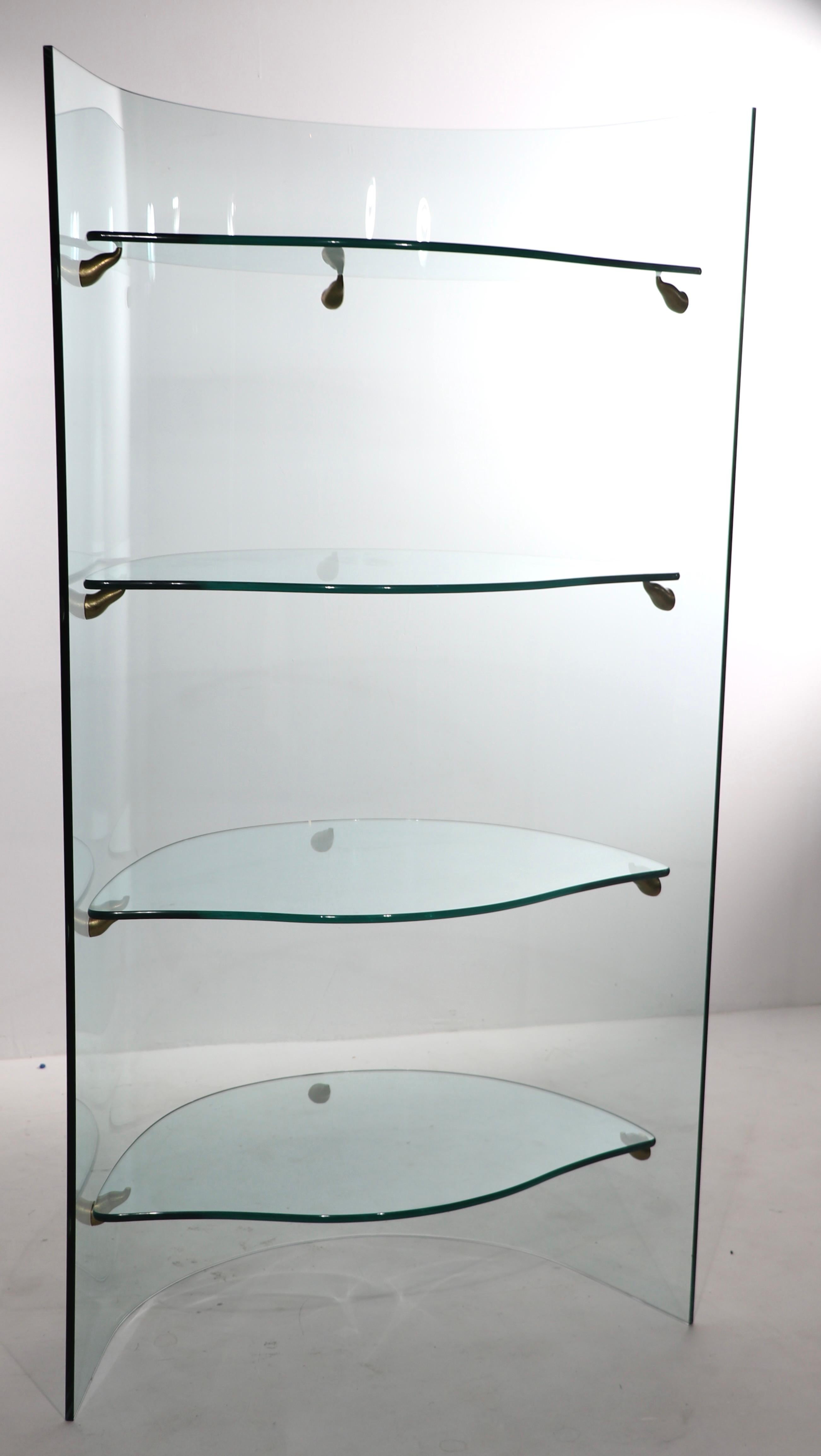Postmodern Curved Glass Etagere Shelf For Sale 2