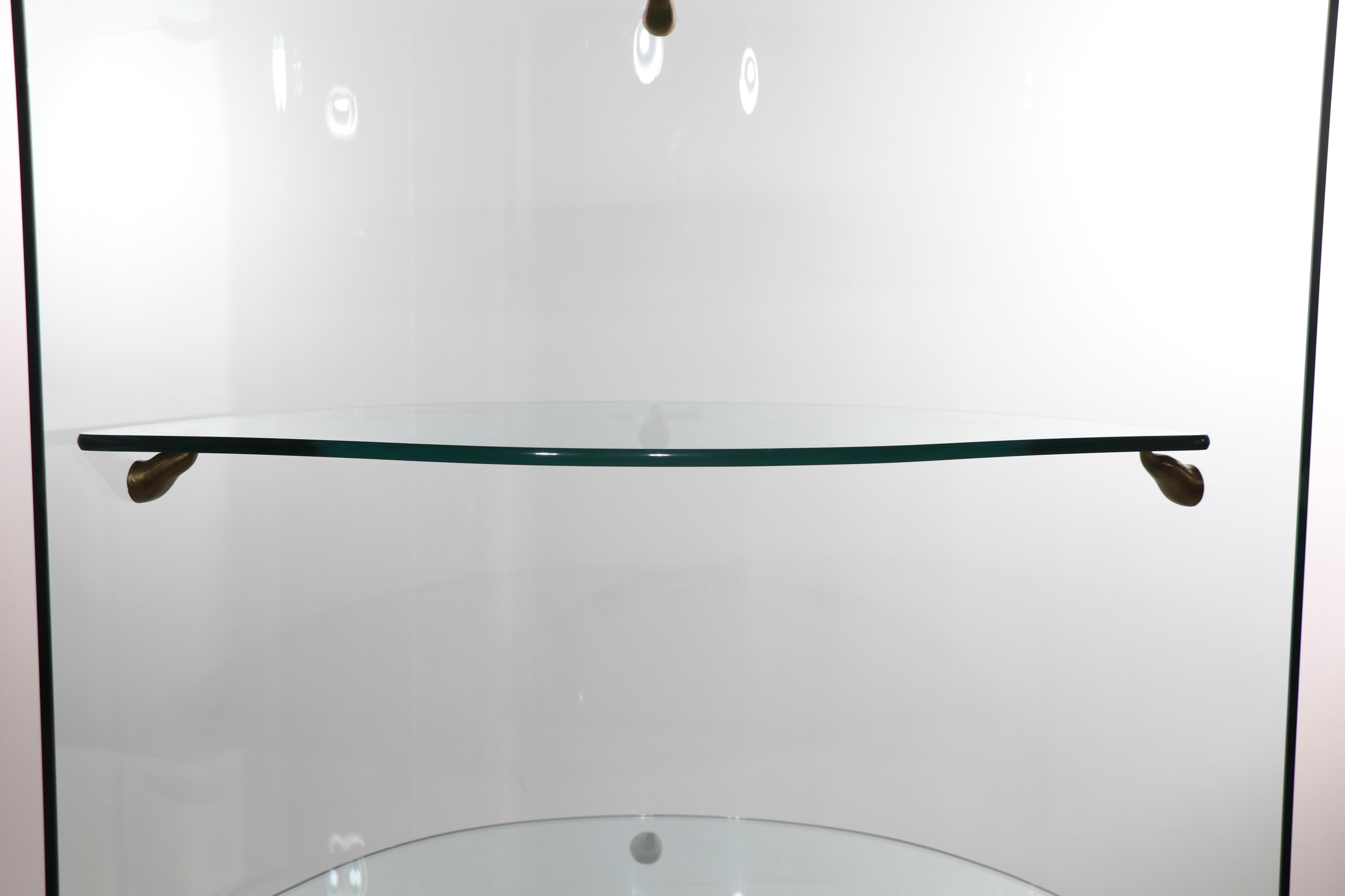 Postmodern Curved Glass Etagere Shelf For Sale 4
