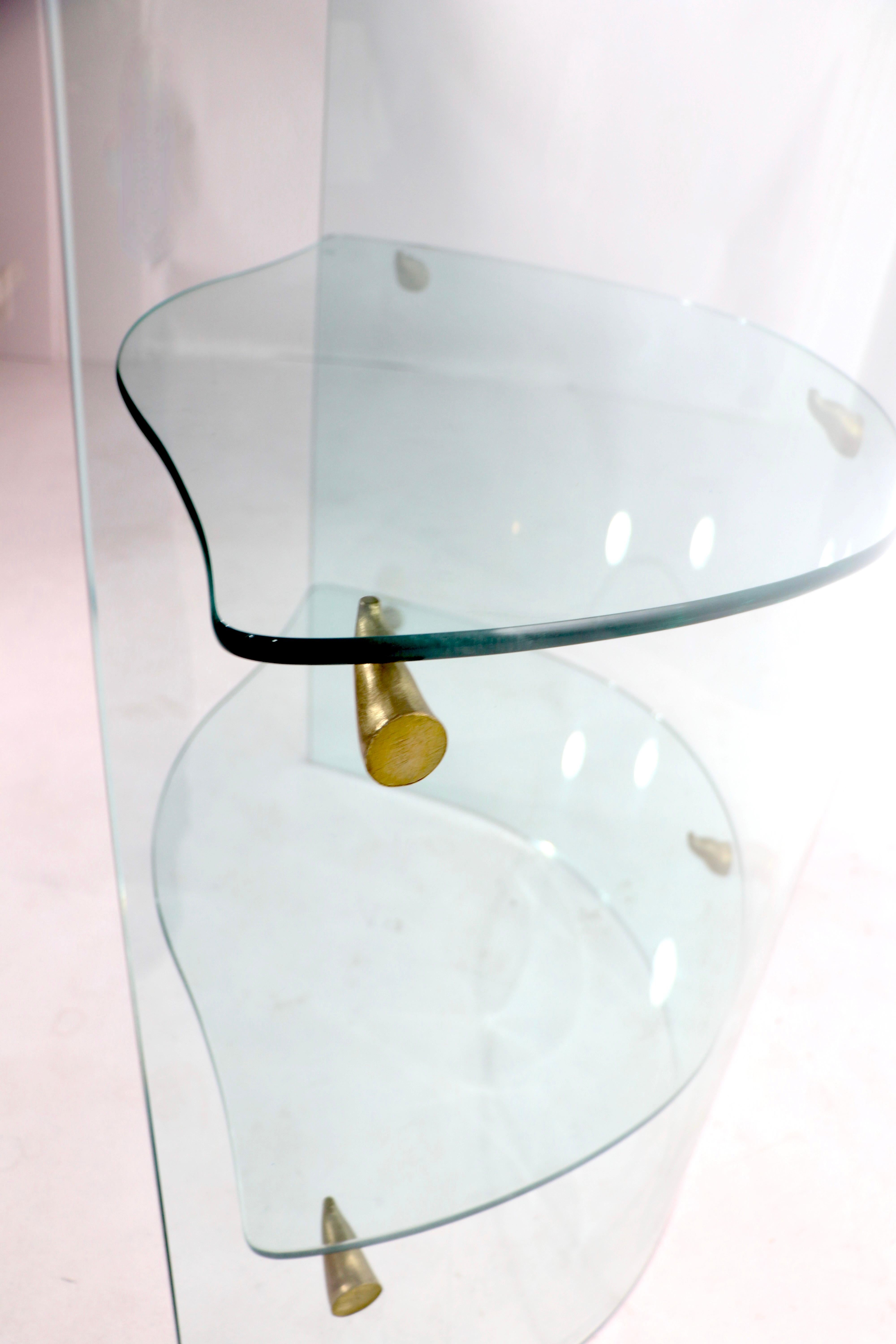 Postmodern Curved Glass Etagere Shelf For Sale 5