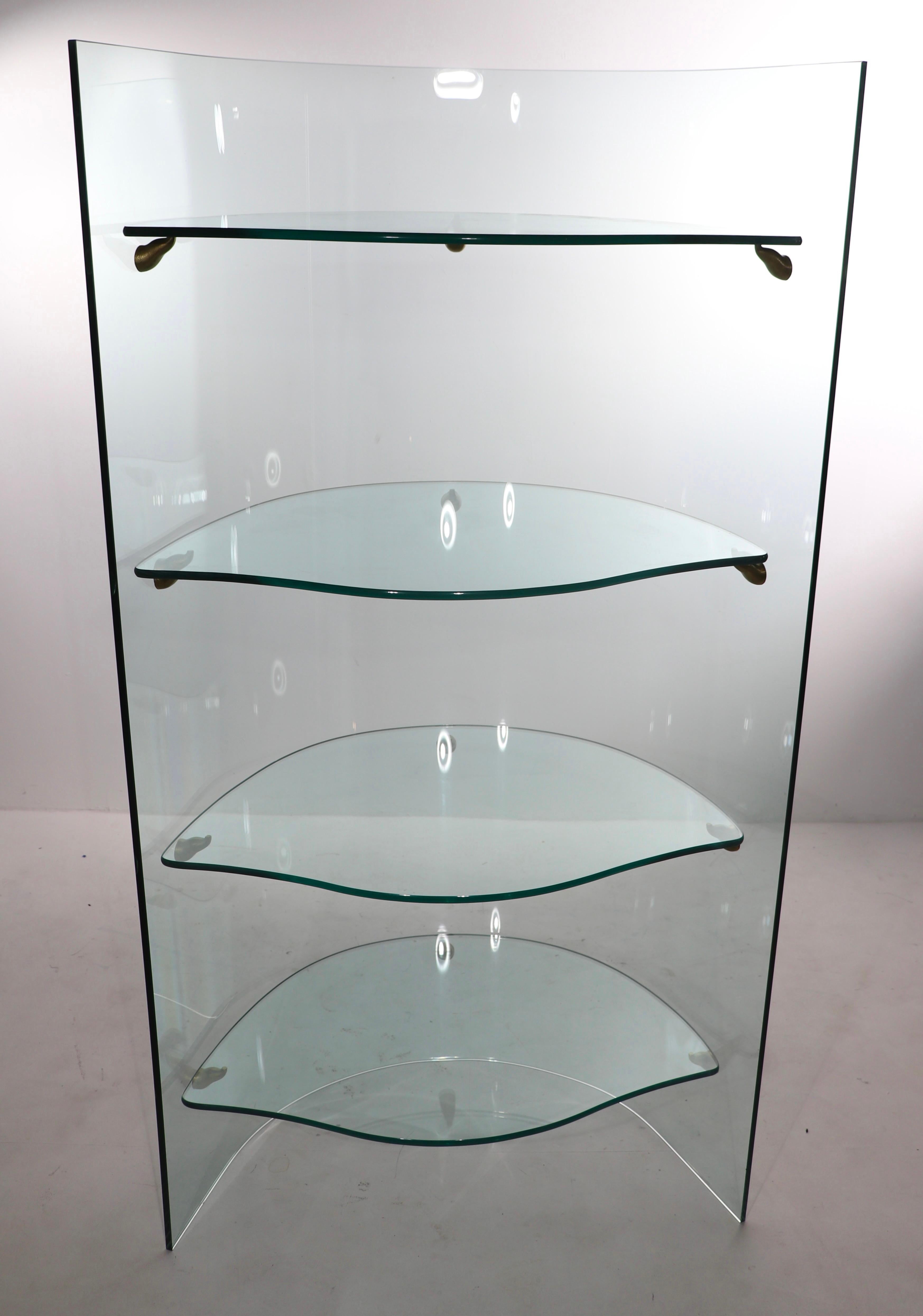 Cast Postmodern Curved Glass Etagere Shelf For Sale