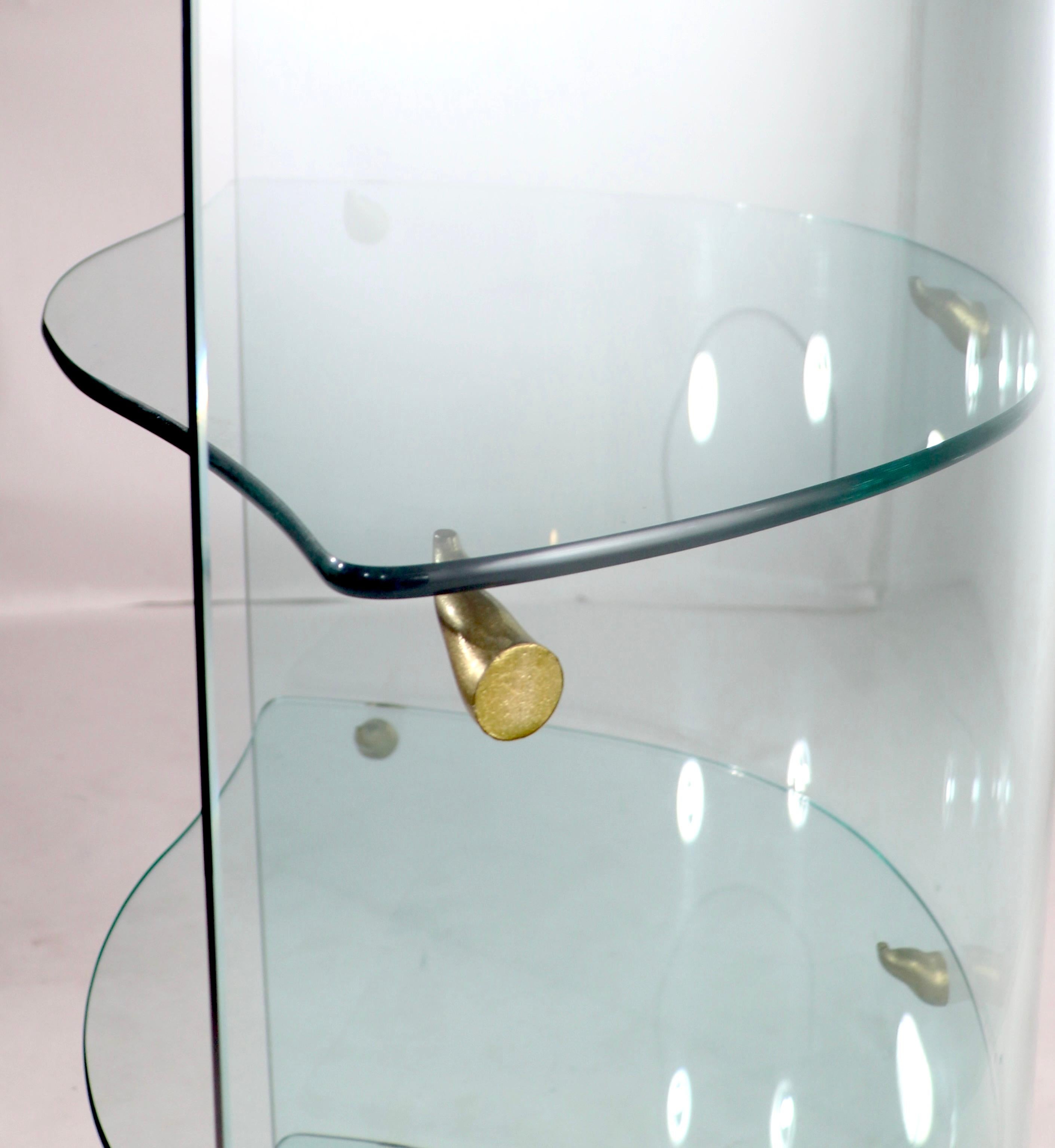 Postmodern Curved Glass Etagere Shelf In Excellent Condition For Sale In New York, NY