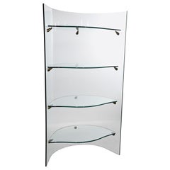 Postmodern Curved Glass Etagere Shelf