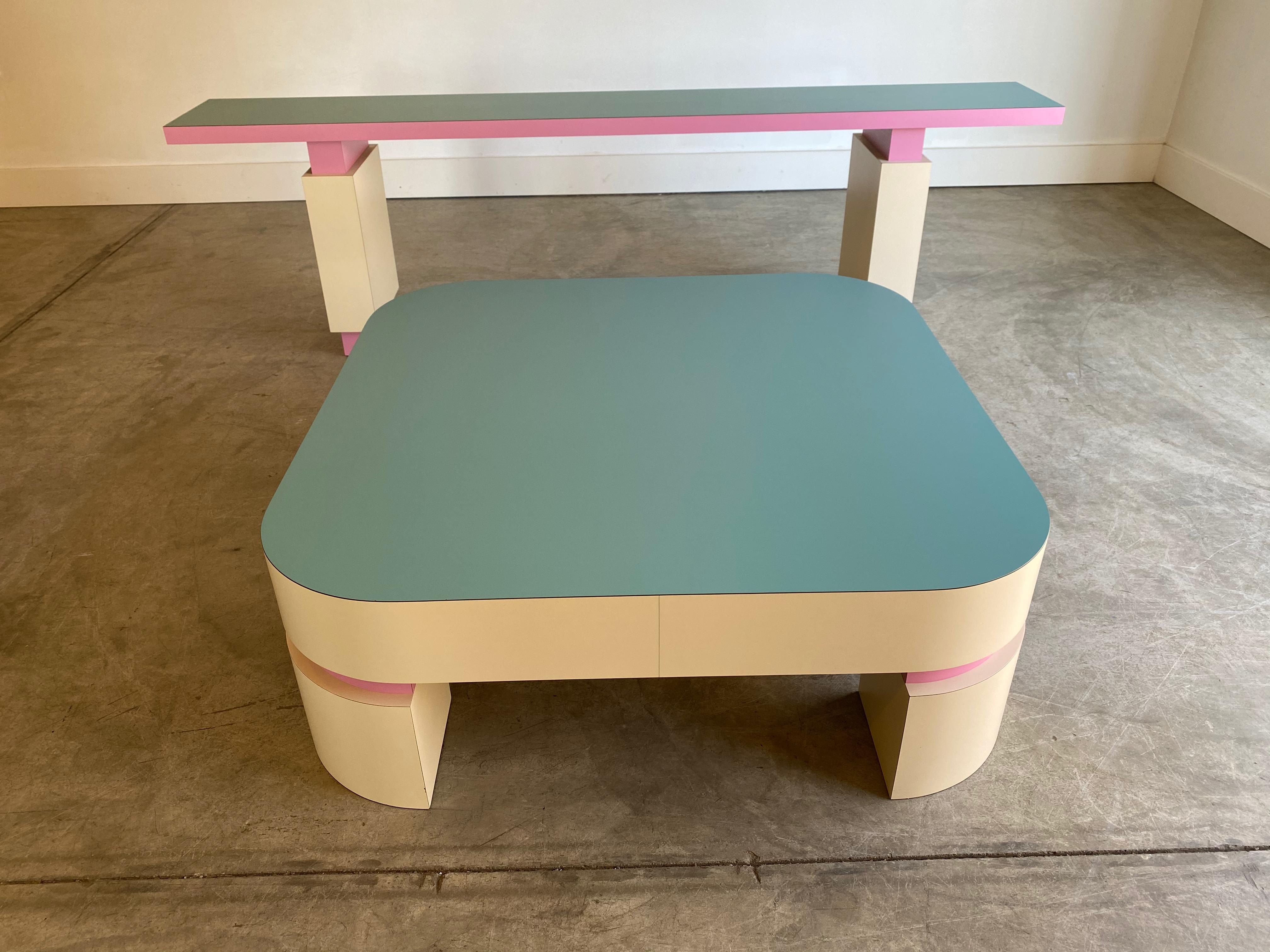 Postmodern Custom Square Coffee Table In Good Condition In St. Louis, MO