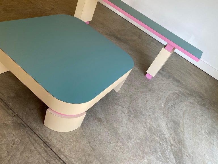 Postmodern Custom Square Coffee Table For Sale 2