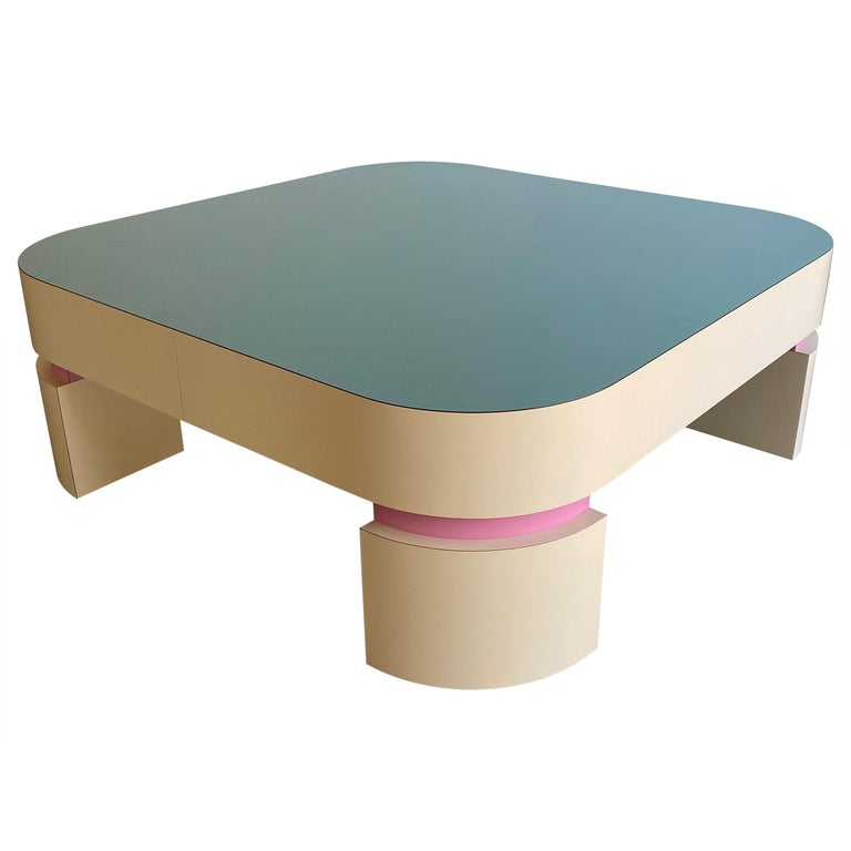Postmodern Custom Square Coffee Table For Sale