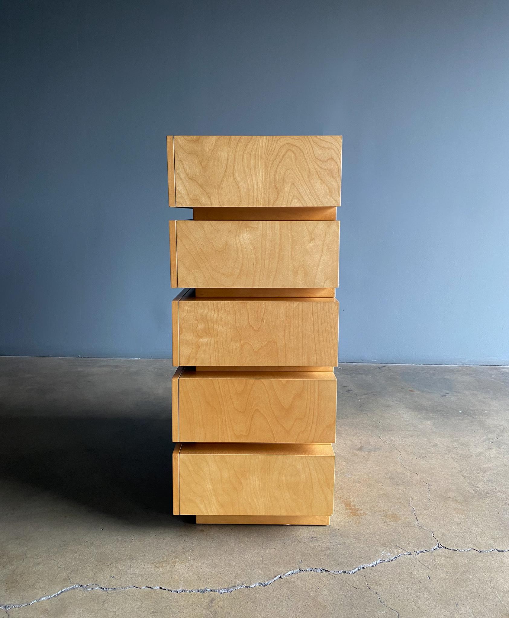 Postmodern Custom Stacked Chest of Drawers, 1990's In Good Condition In Costa Mesa, CA