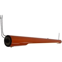 Vintage Postmodern Cylindrical Orange Hanging Fixture