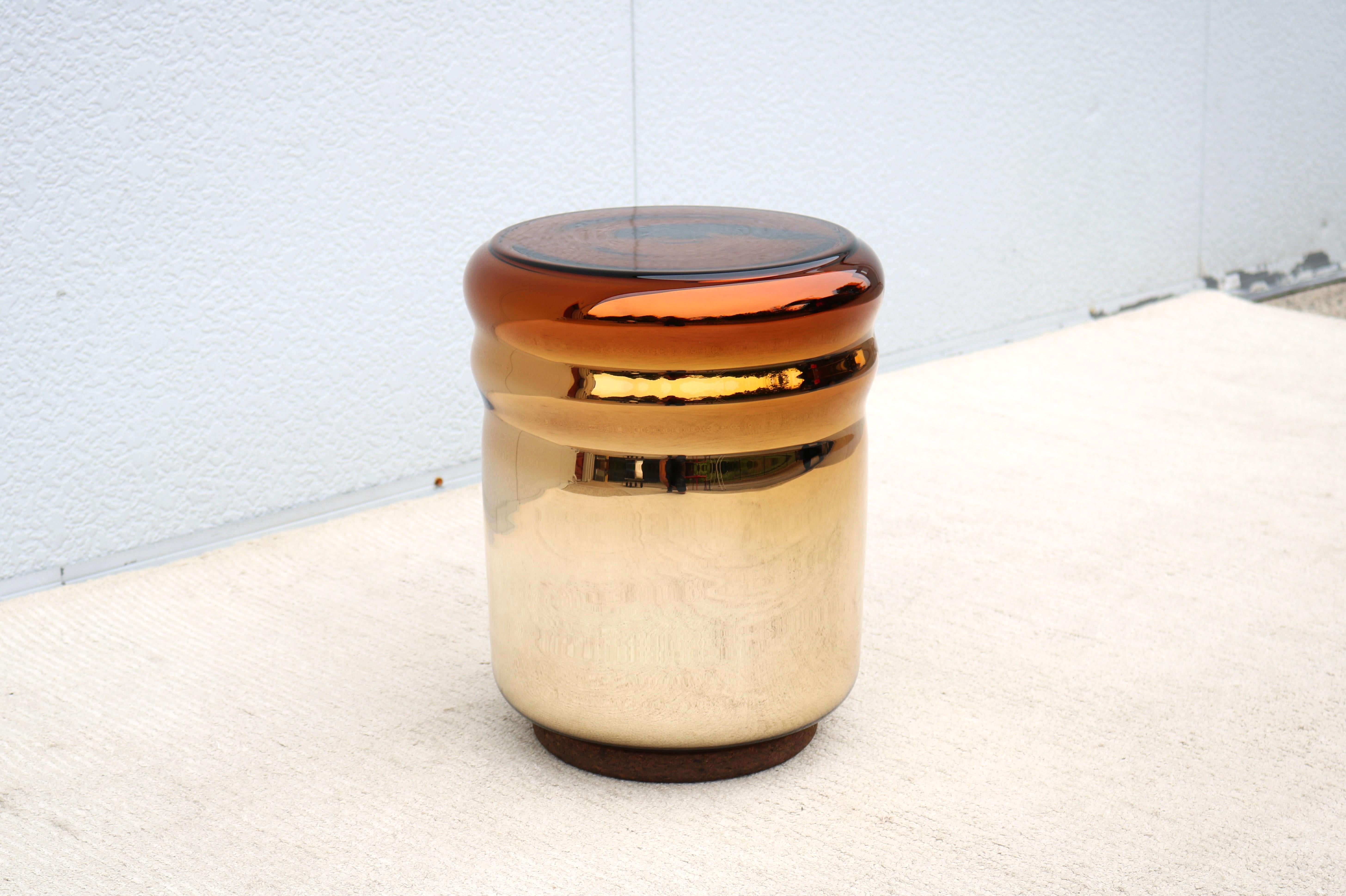 Postmodern Dan Yeffet & Lucie Koldova for Haymann Editions Wave Stool Gold Glass For Sale 2