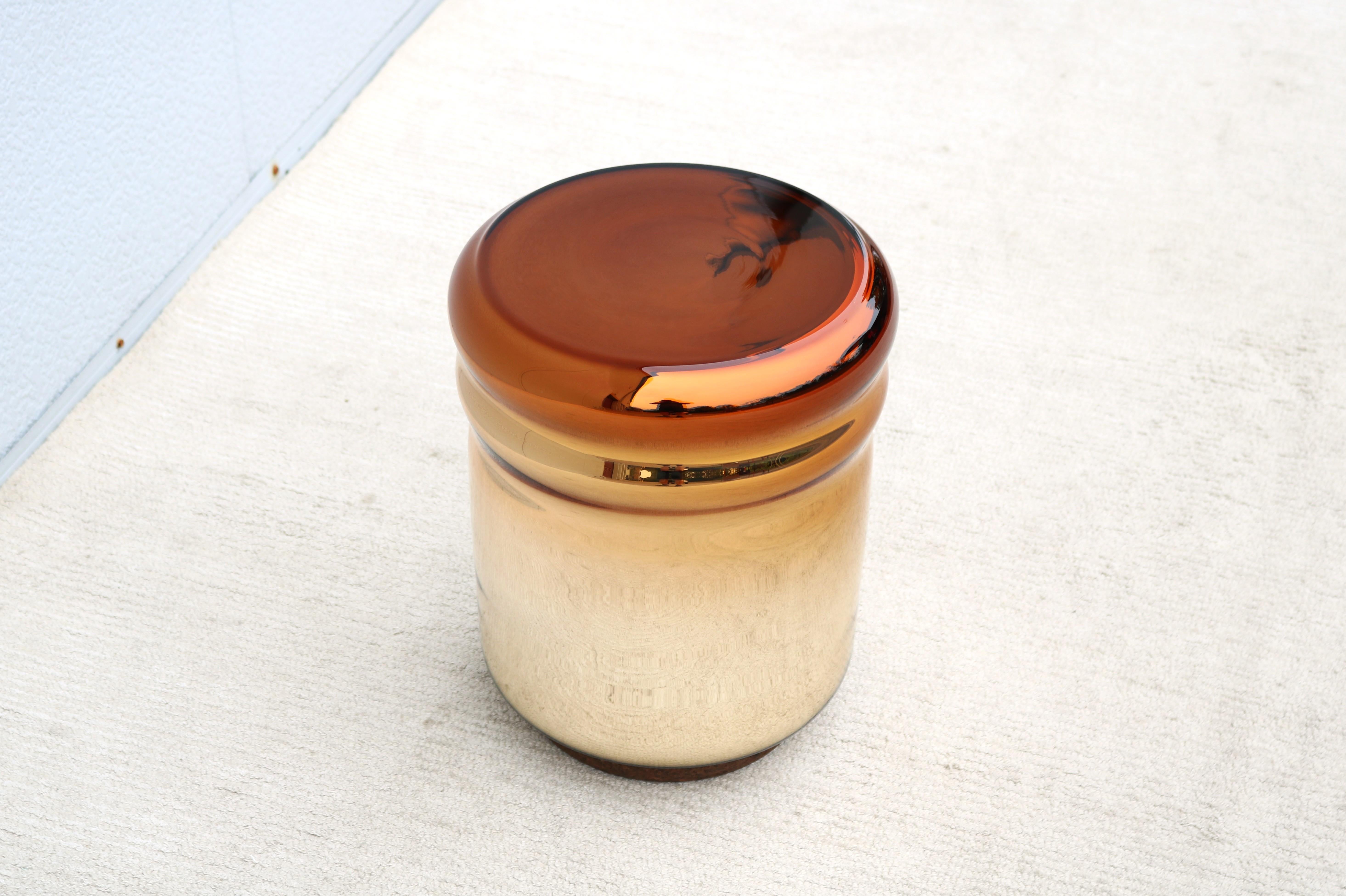 Postmodern Dan Yeffet & Lucie Koldova for Haymann Editions Wave Stool Gold Glass For Sale 3