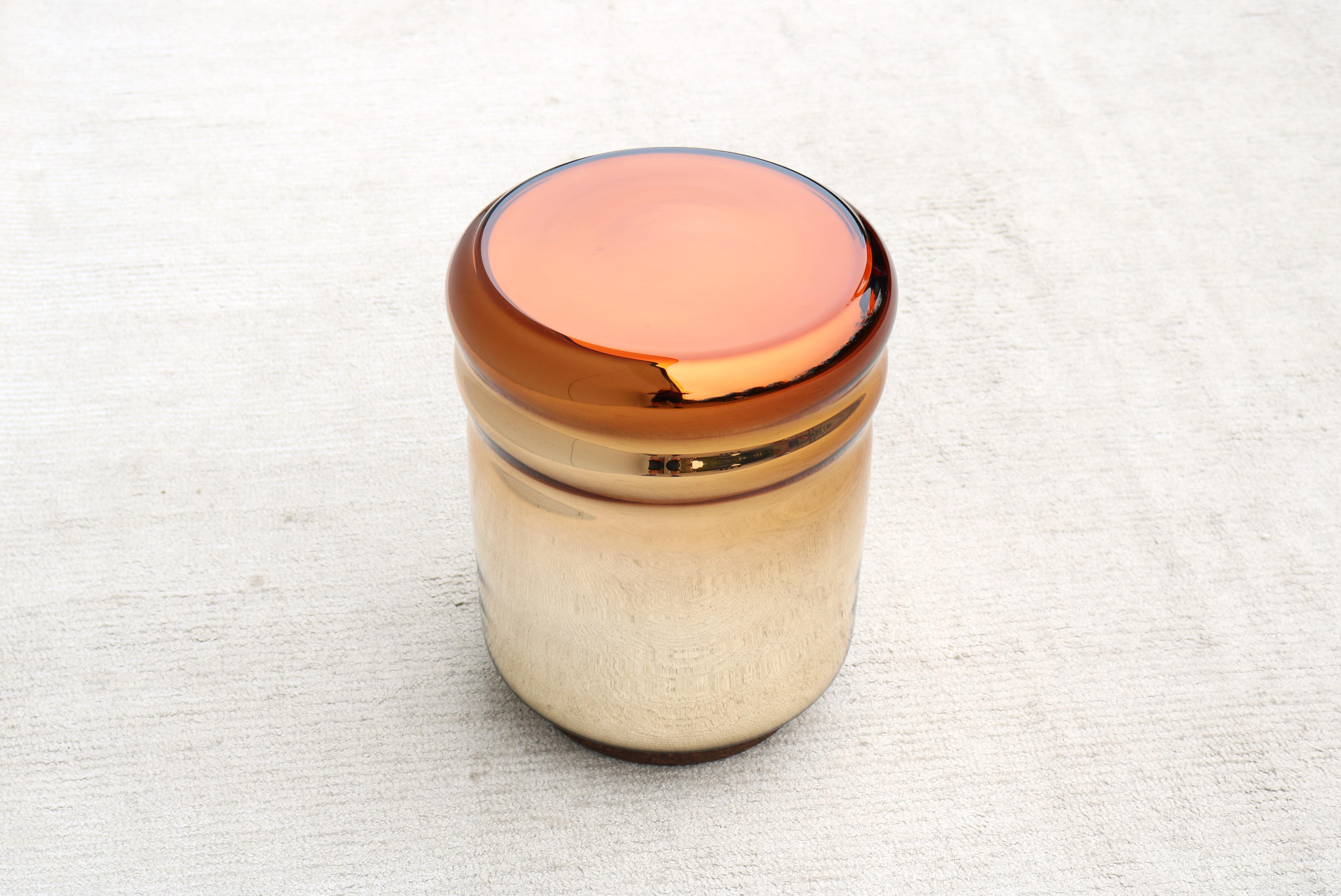 Postmodern Dan Yeffet & Lucie Koldova for Haymann Editions Wave Stool Gold Glass For Sale 4