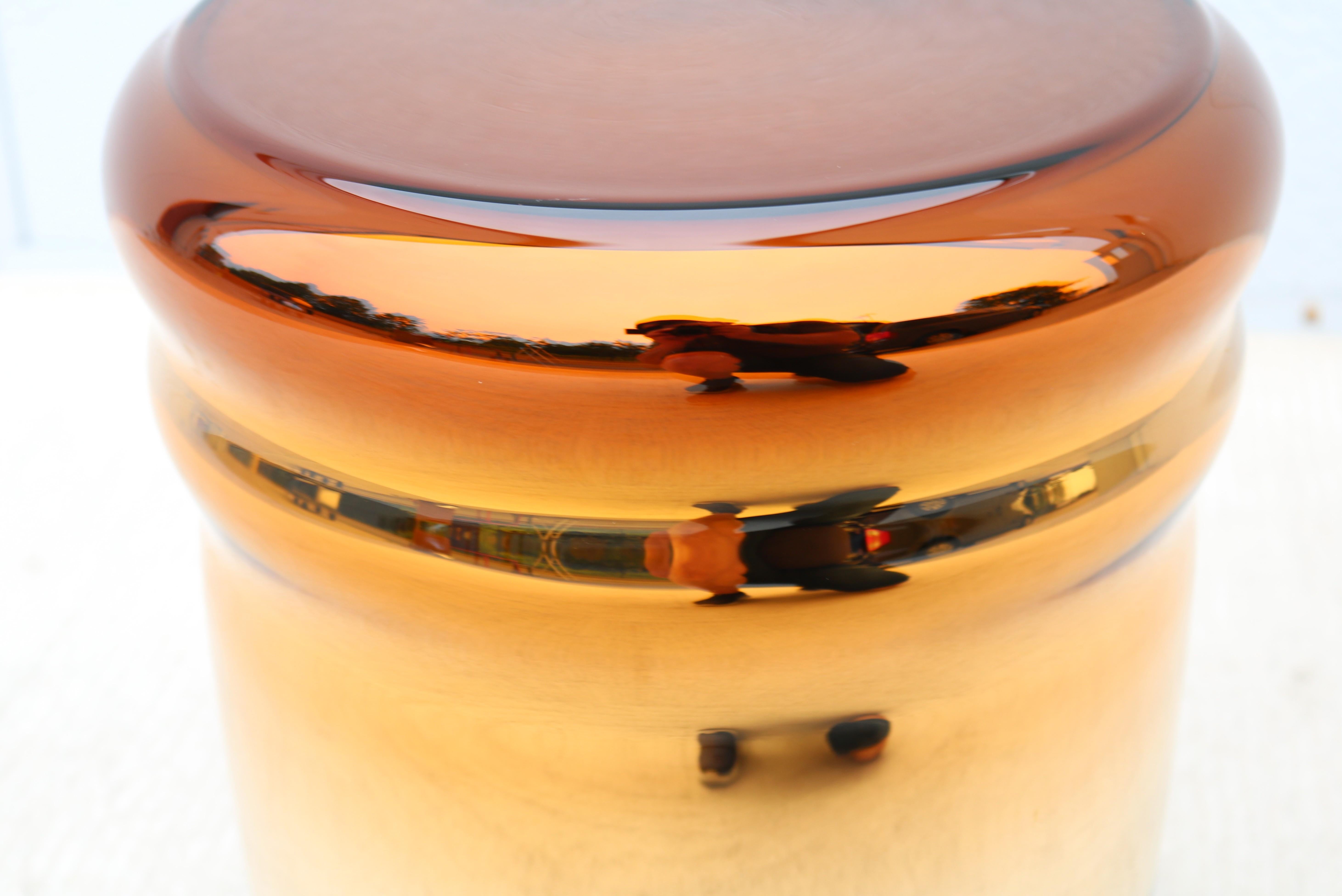 Postmodern Dan Yeffet & Lucie Koldova for Haymann Editions Wave Stool Gold Glass For Sale 7
