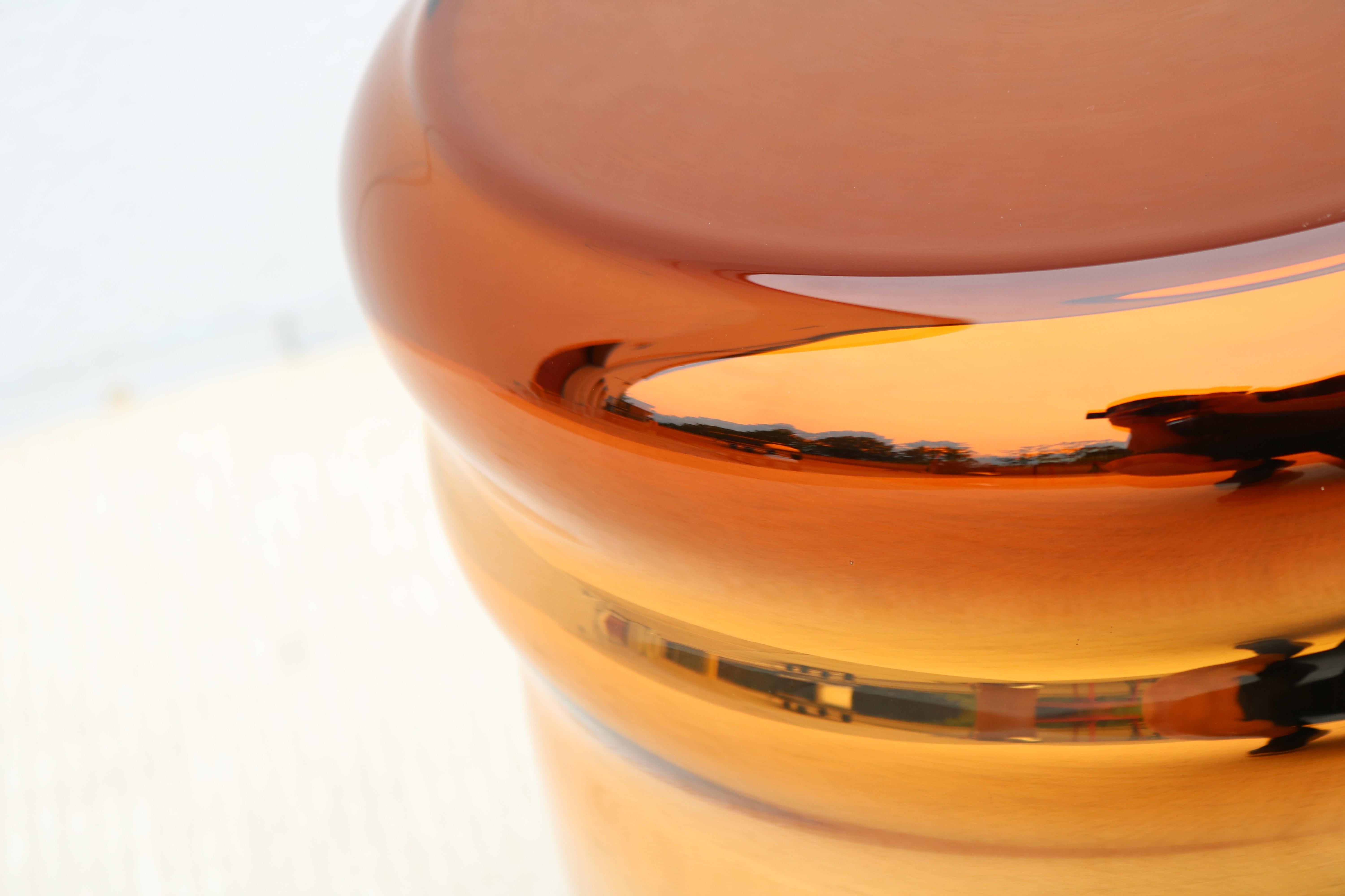 Postmodern Dan Yeffet & Lucie Koldova for Haymann Editions Wave Stool Gold Glass For Sale 8