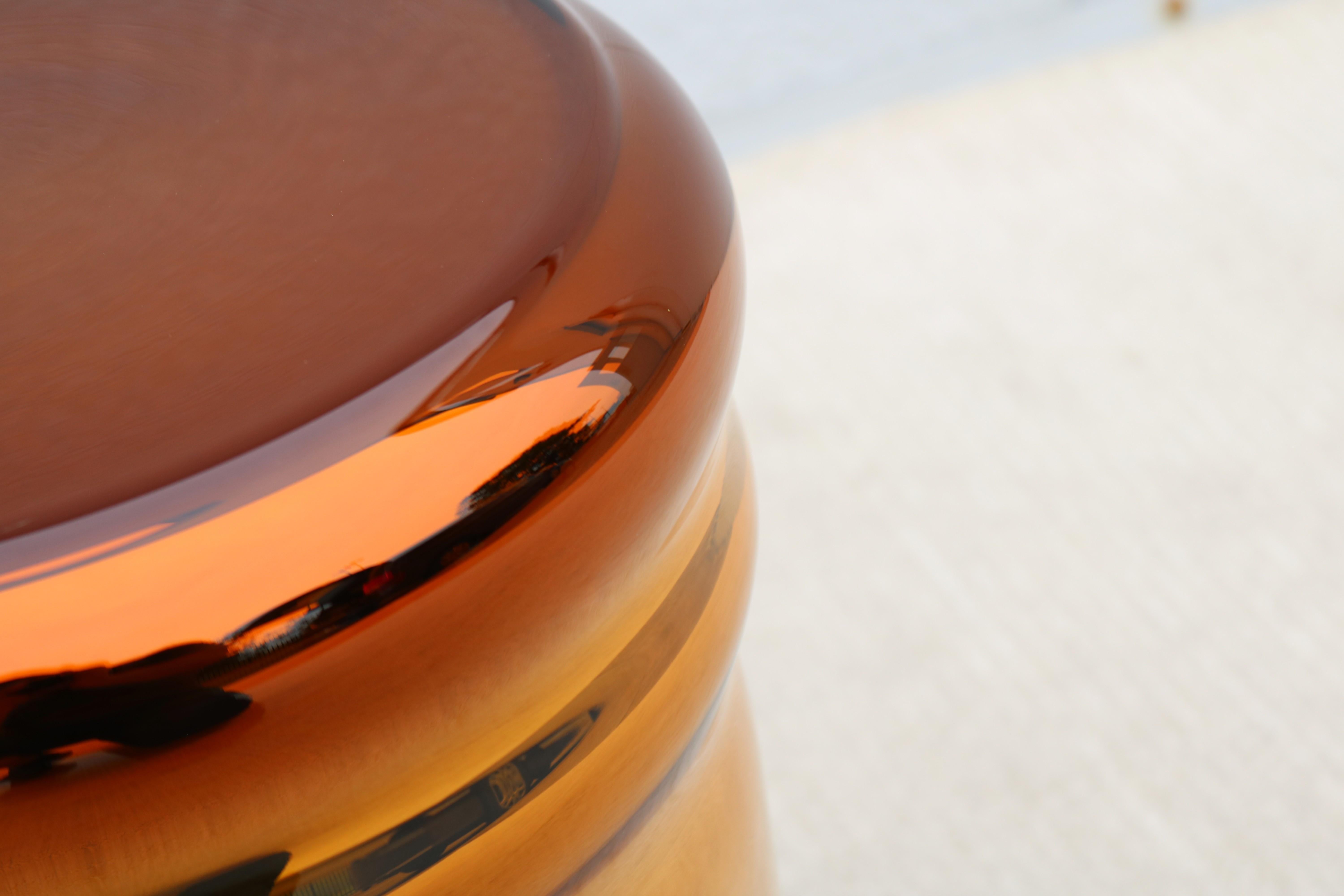 Postmodern Dan Yeffet & Lucie Koldova for Haymann Editions Wave Stool Gold Glass For Sale 9