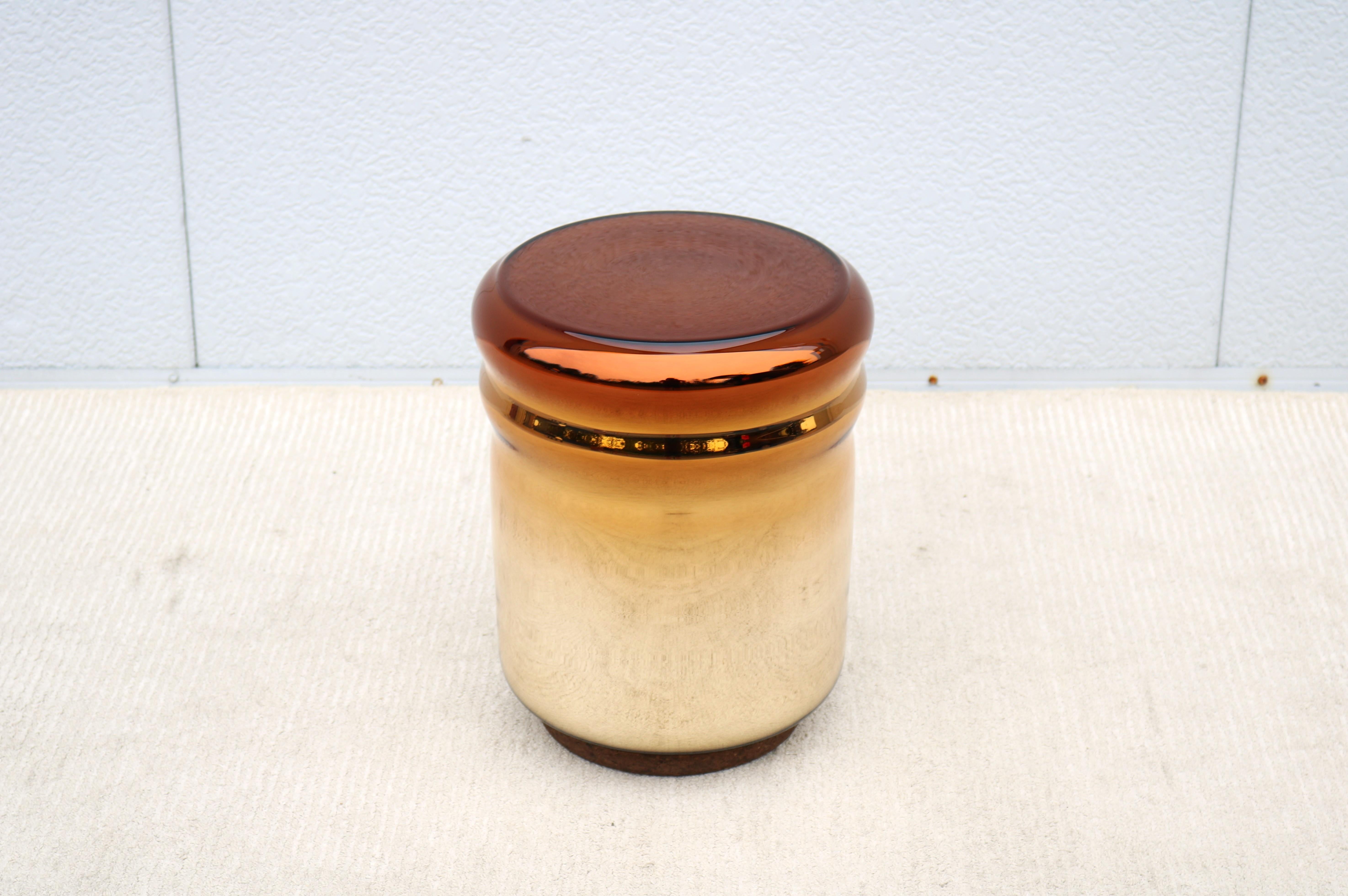 Post-Modern Postmodern Dan Yeffet & Lucie Koldova for Haymann Editions Wave Stool Gold Glass For Sale