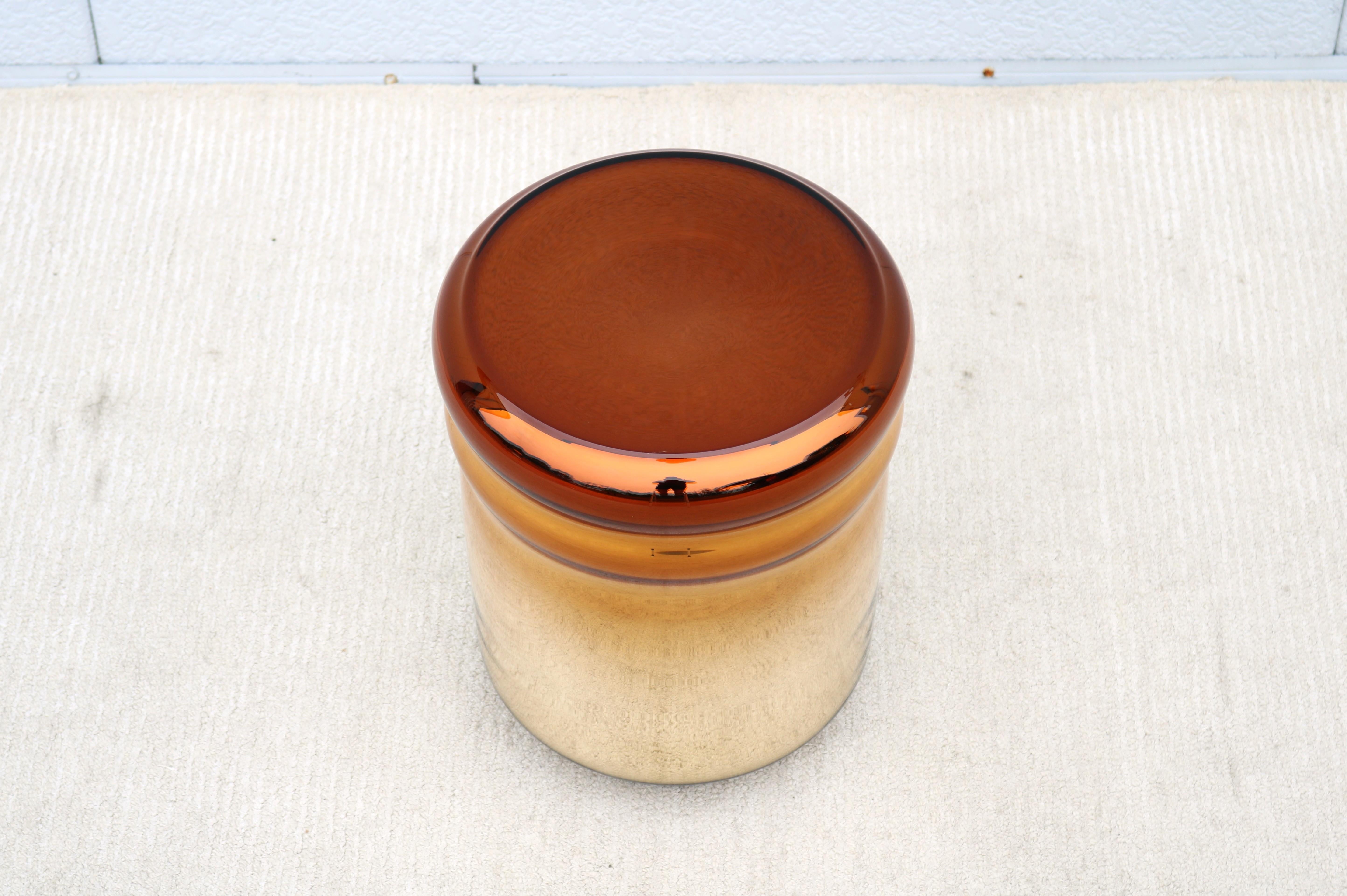 Hand-Crafted Postmodern Dan Yeffet & Lucie Koldova for Haymann Editions Wave Stool Gold Glass For Sale