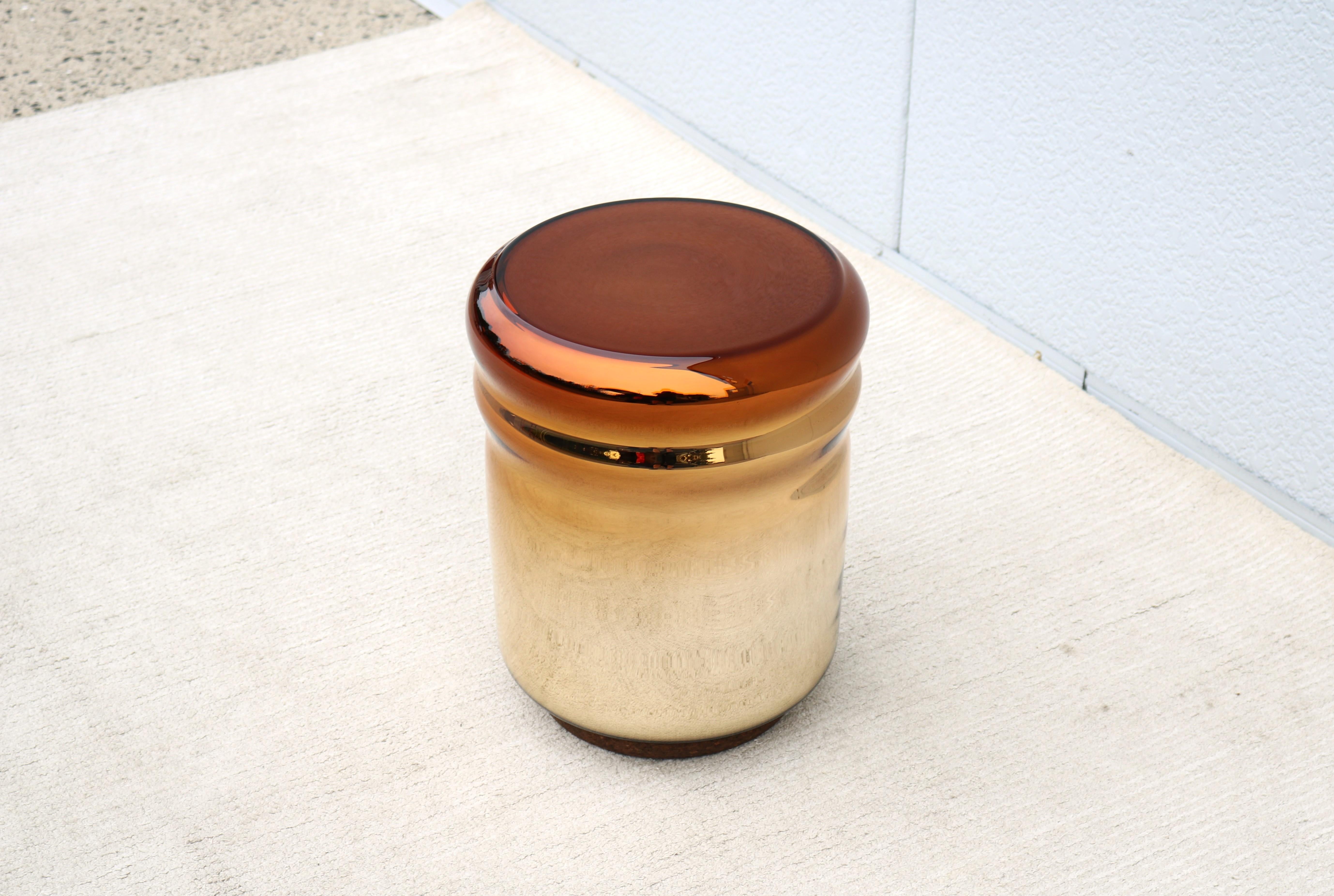 Postmodern Dan Yeffet & Lucie Koldova for Haymann Editions Wave Stool Gold Glass In Excellent Condition For Sale In Secaucus, NJ