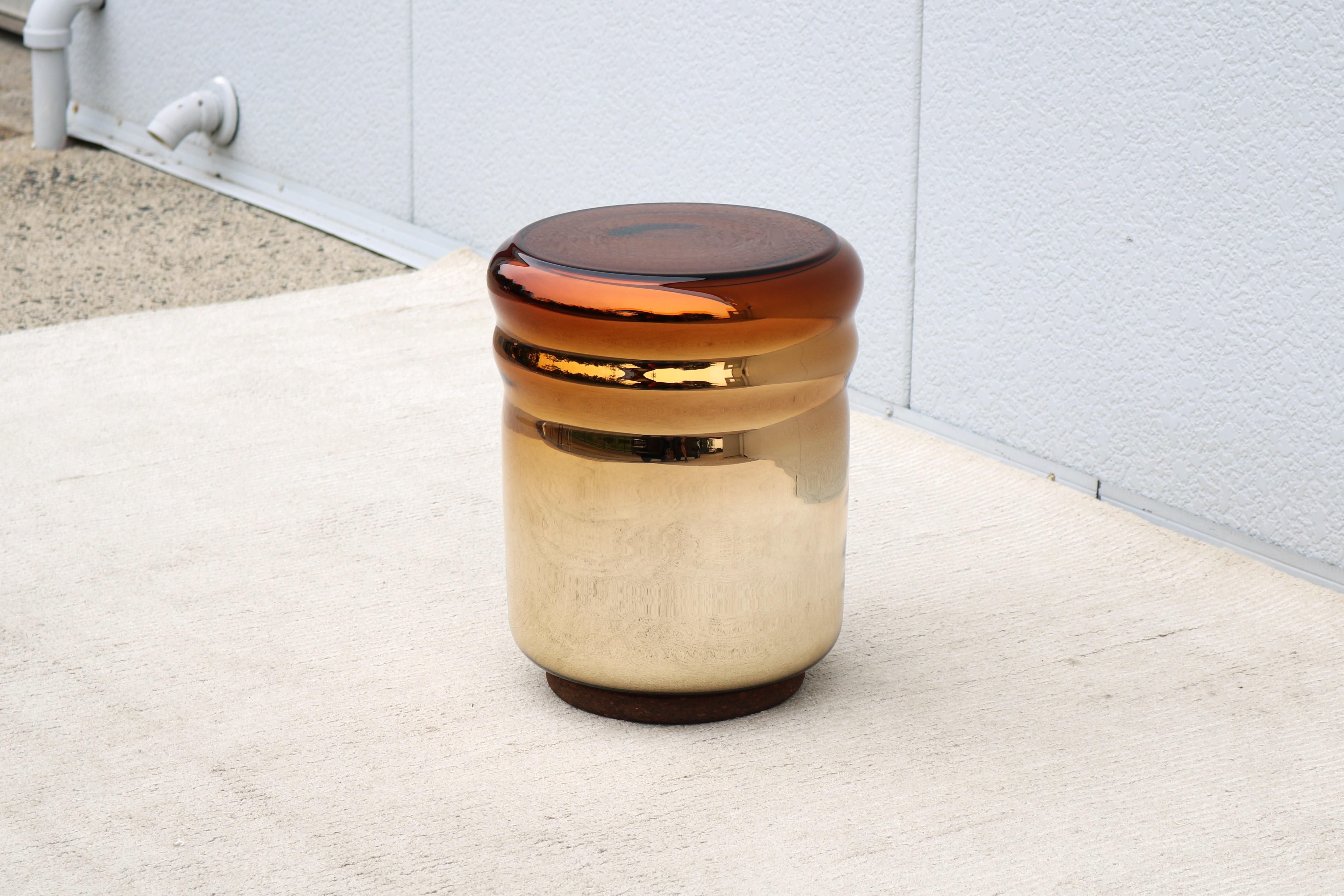 Contemporary Postmodern Dan Yeffet & Lucie Koldova for Haymann Editions Wave Stool Gold Glass For Sale