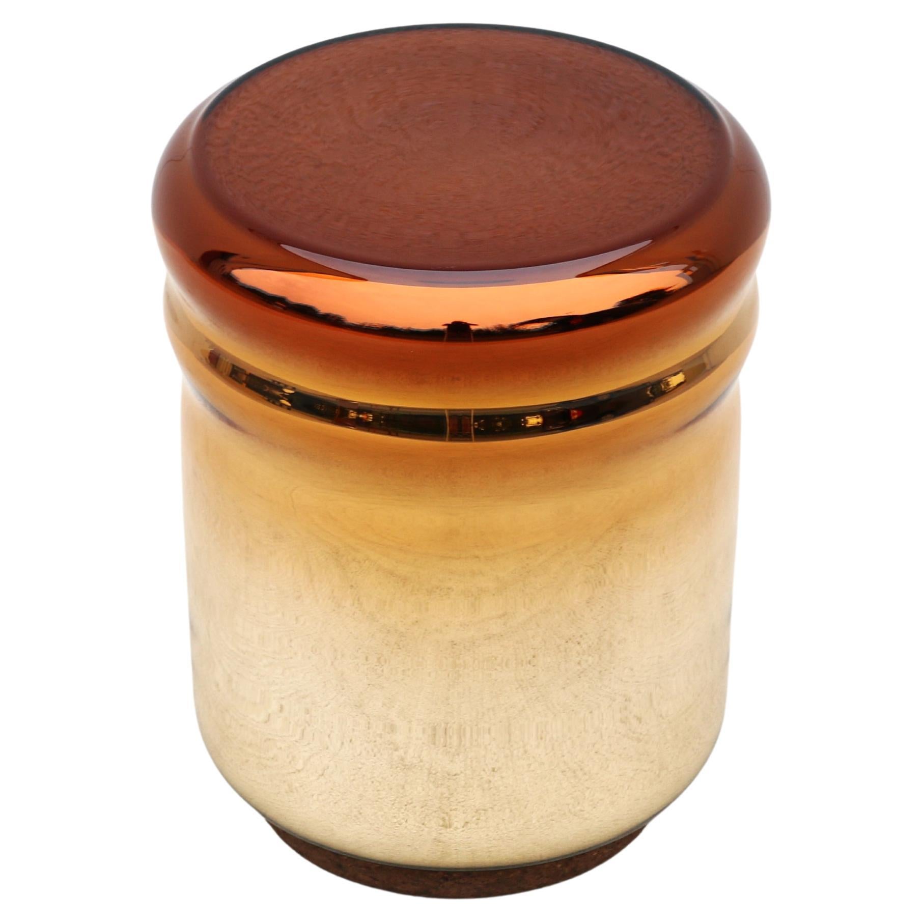 Postmodern Dan Yeffet & Lucie Koldova for Haymann Editions Wave Stool Gold Glass For Sale