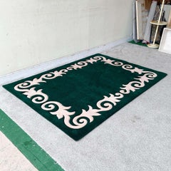 Postmodern Dark Green and Pink Rectangular Area Rug