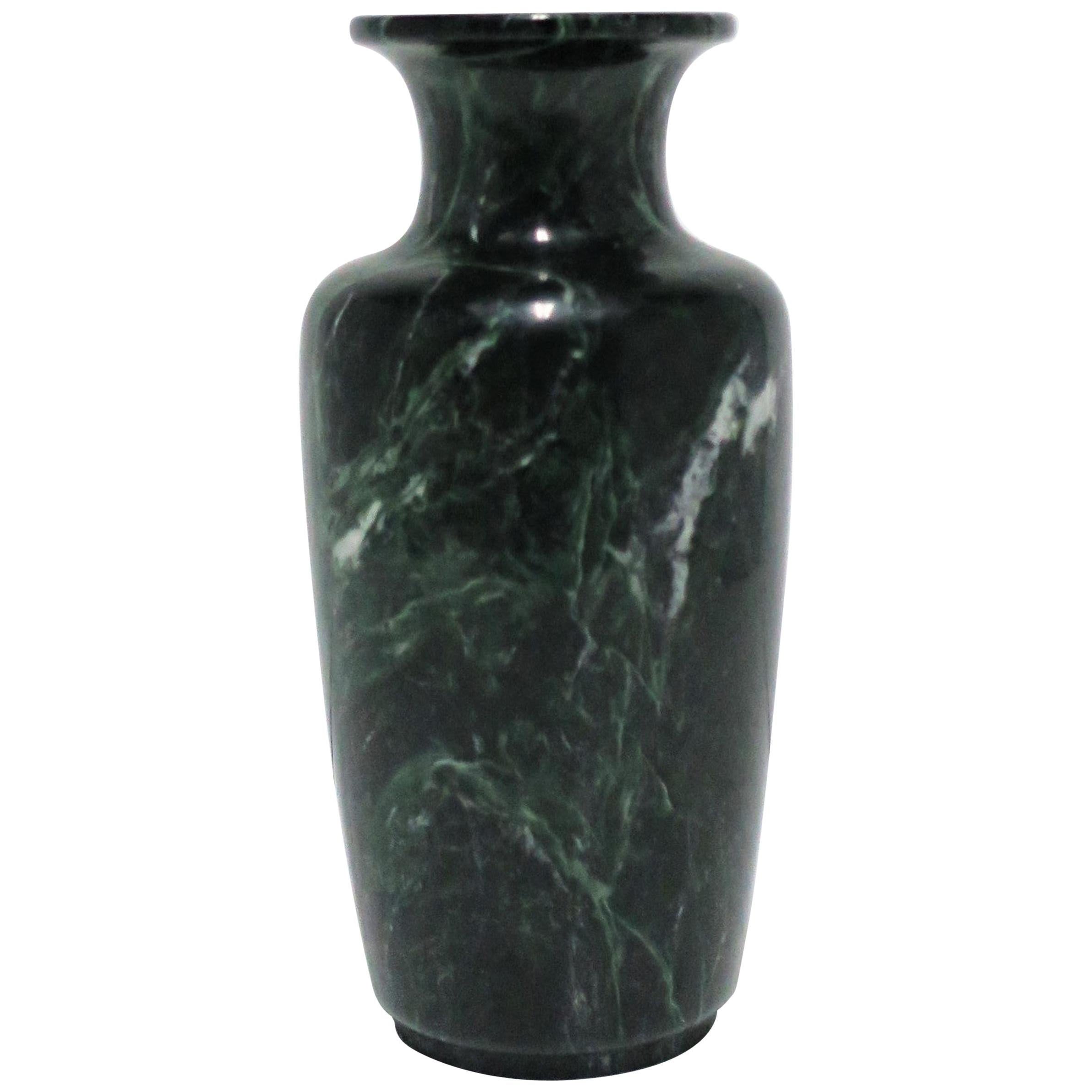 Postmodern Dark Green Marble Urn Form Vase