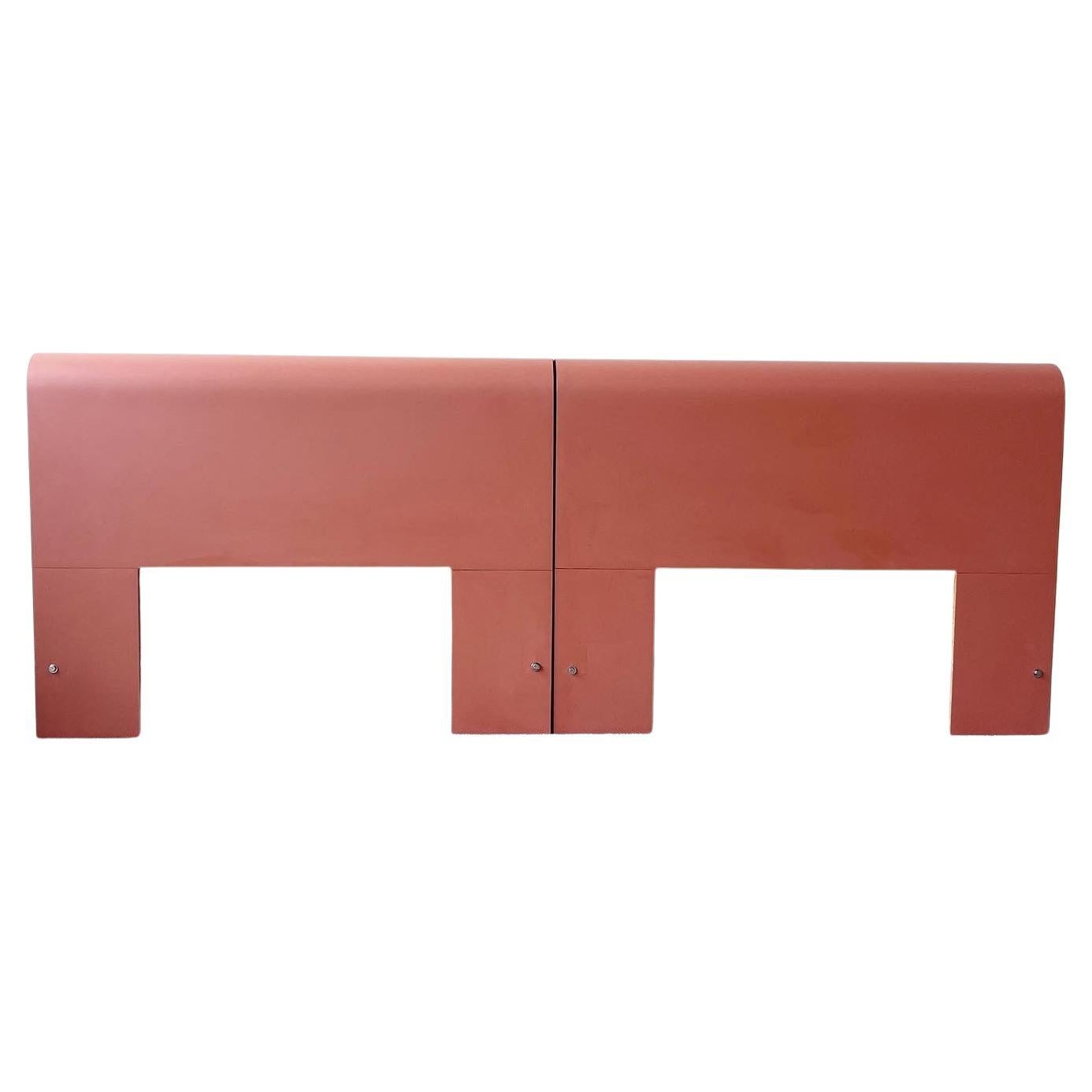 Postmodern Dark Pink Laminate Twin Headboards - 2 Pieces For Sale