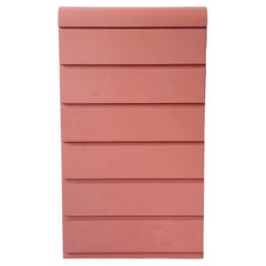 Postmodern Dark Pink Laminate Waterfall Highboy Dresser