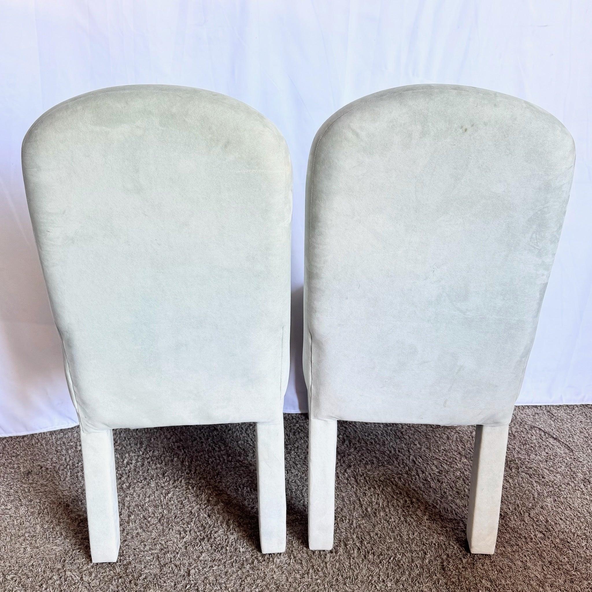 Postmodern Deco Mint Green Parsons Dining Chairs - Set of 6 In Good Condition For Sale In Delray Beach, FL