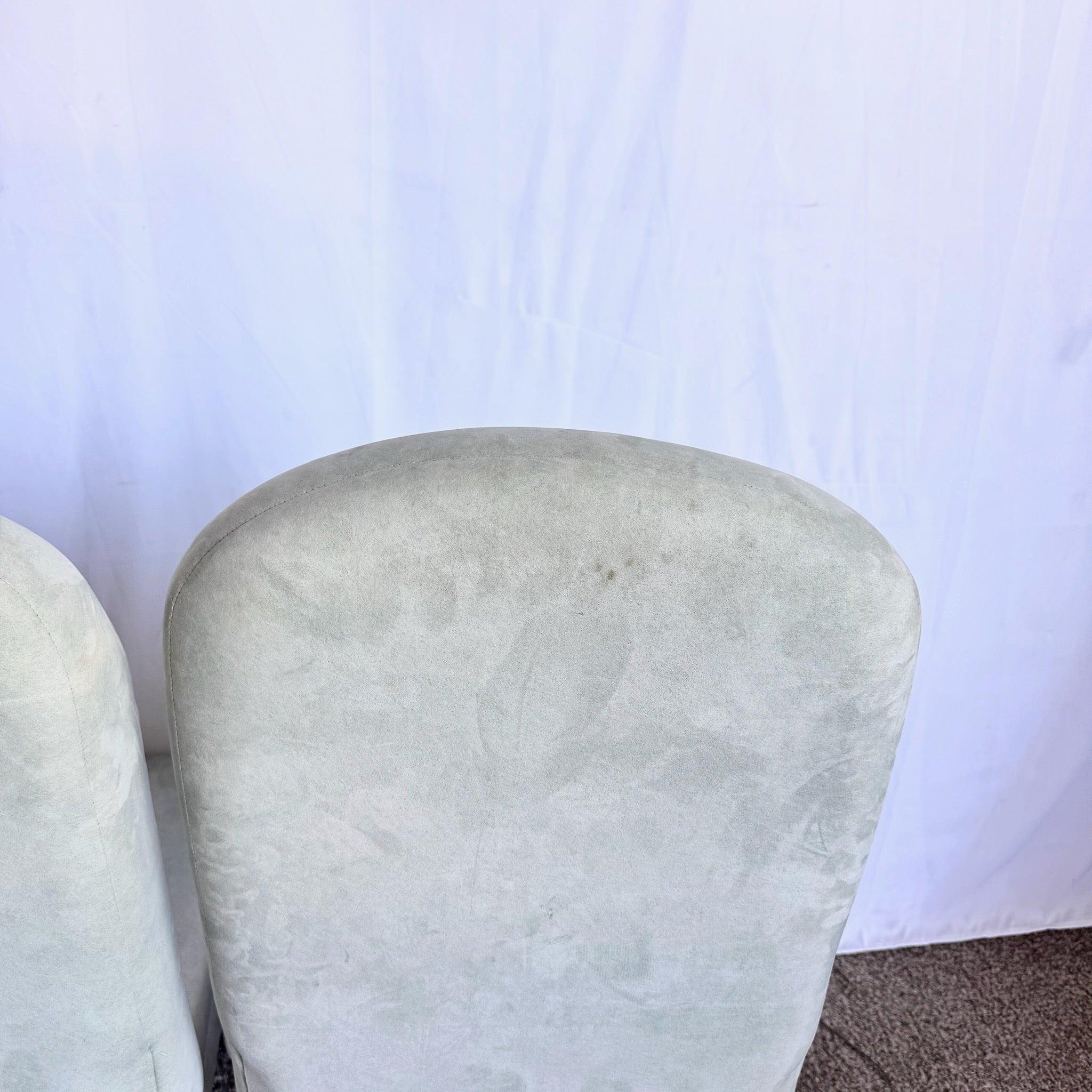 Late 20th Century Postmodern Deco Mint Green Parsons Dining Chairs - Set of 6 For Sale