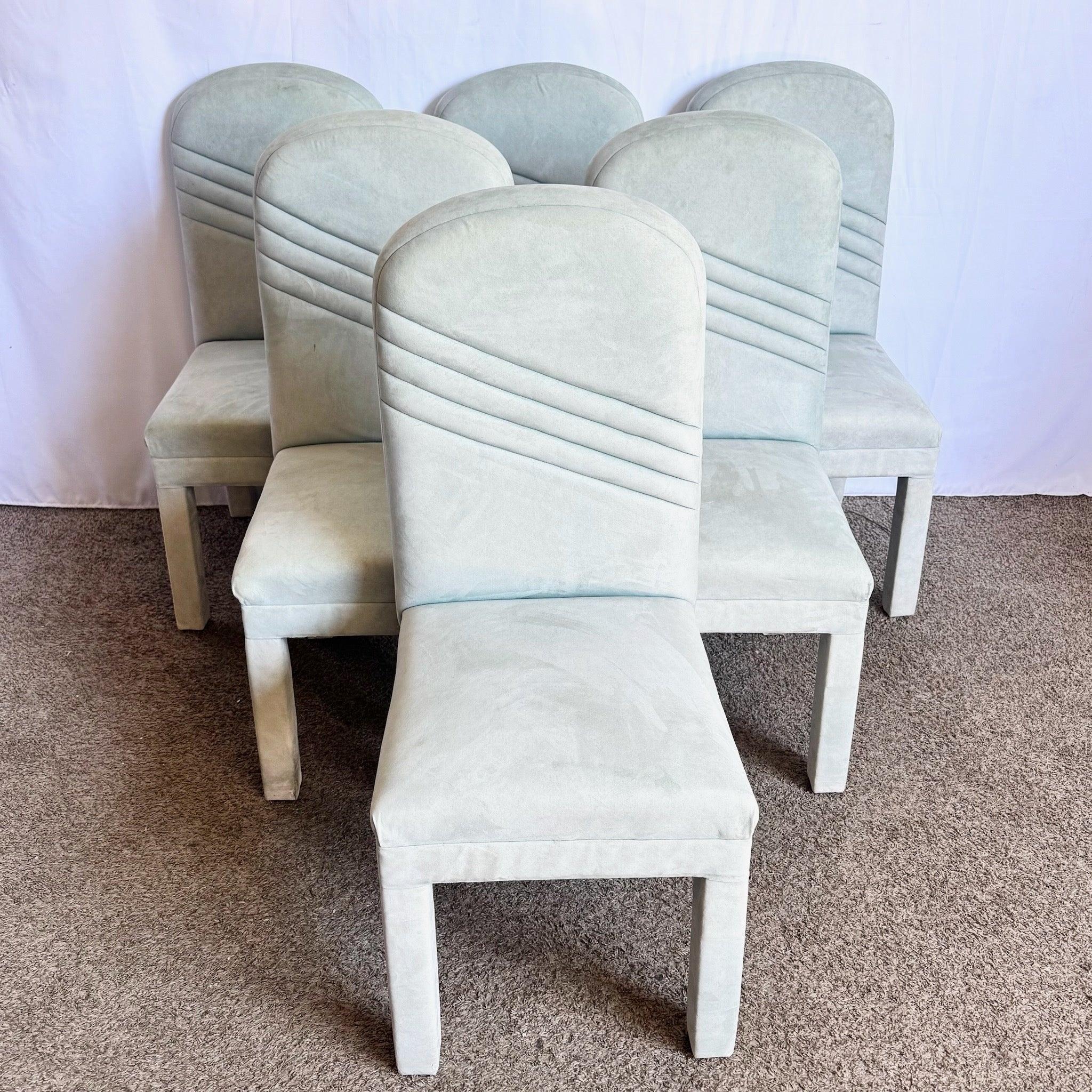 Postmodern Deco Mint Green Parsons Dining Chairs - Set of 6 For Sale 1