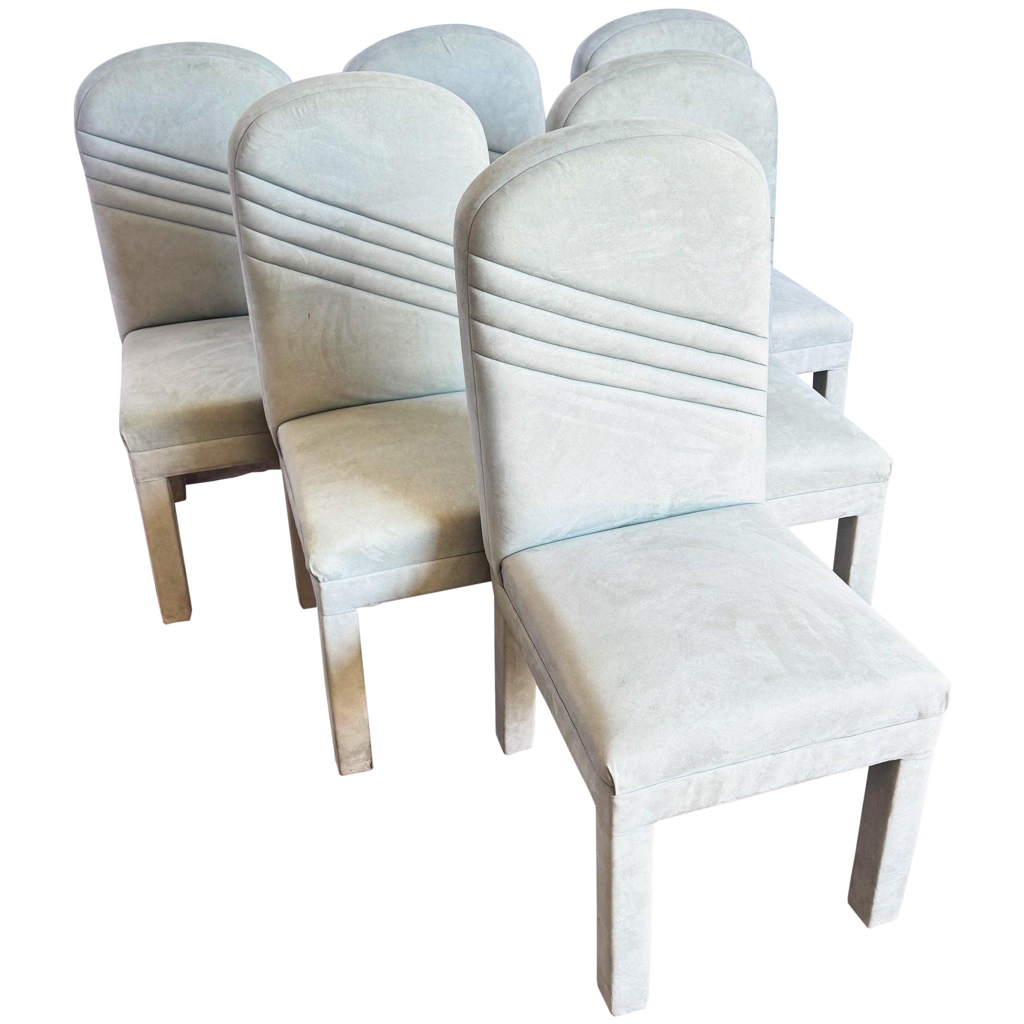 Postmodern Deco Mint Green Parsons Dining Chairs - Set of 6 For Sale