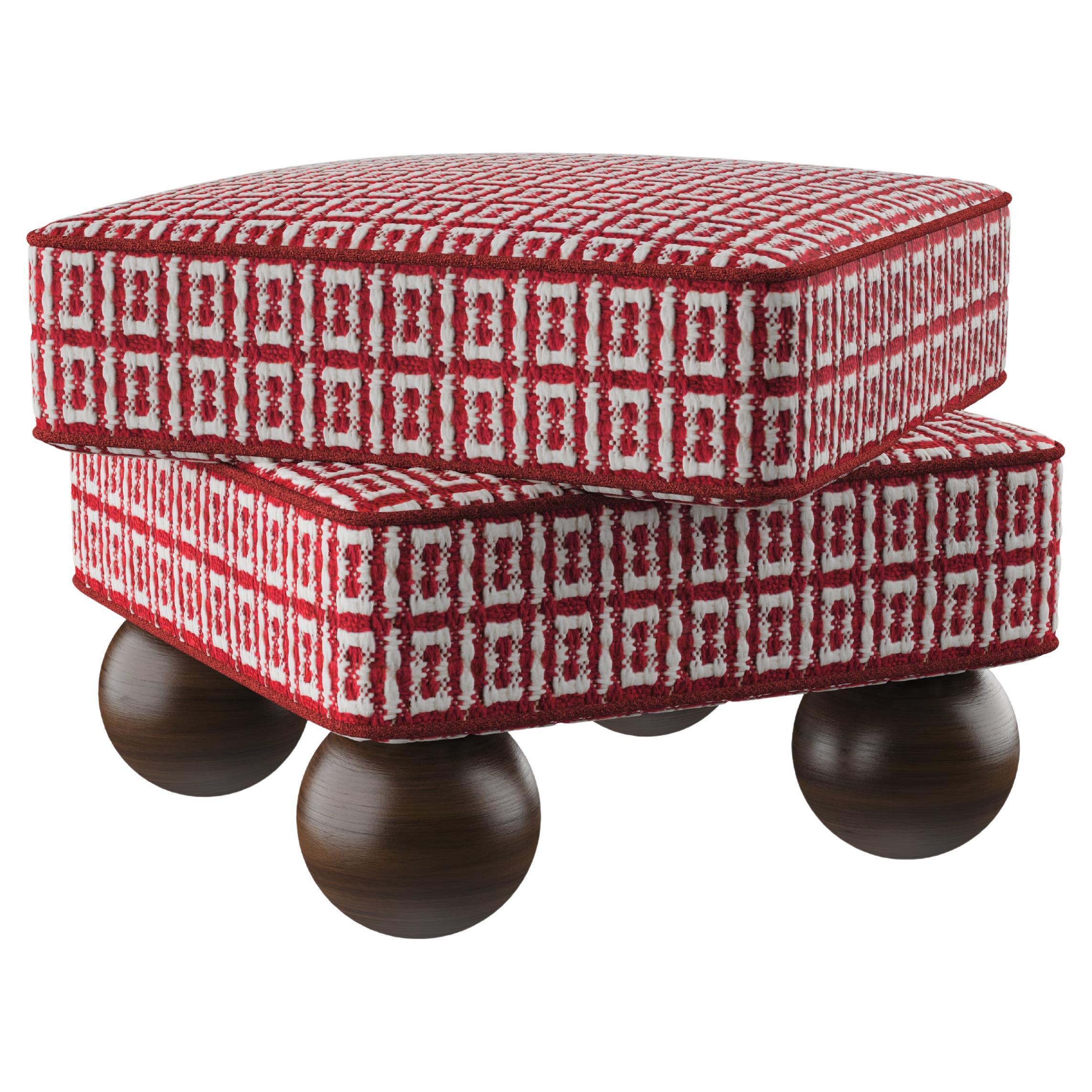 Tabouret postmoderne Dedar en velours Jacquard Madonna Wood Made in Portugal by Malabar