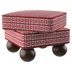 Postmodern Dedar Jacquard Velvet Madonna Stool Wood Made in Portugal by Malabar
