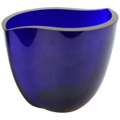 Postmodern Deep Blue Wave Glass Vase