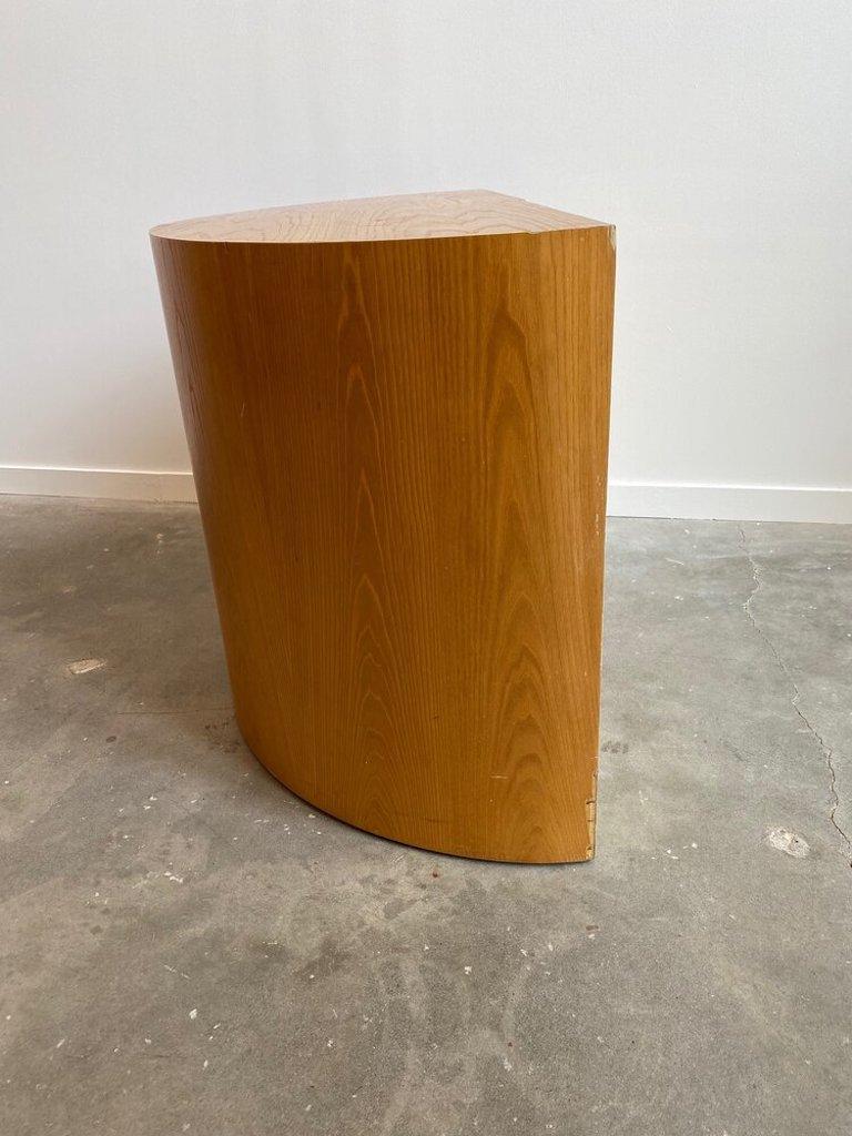 Oak Postmodern Demi-Lune Console Table