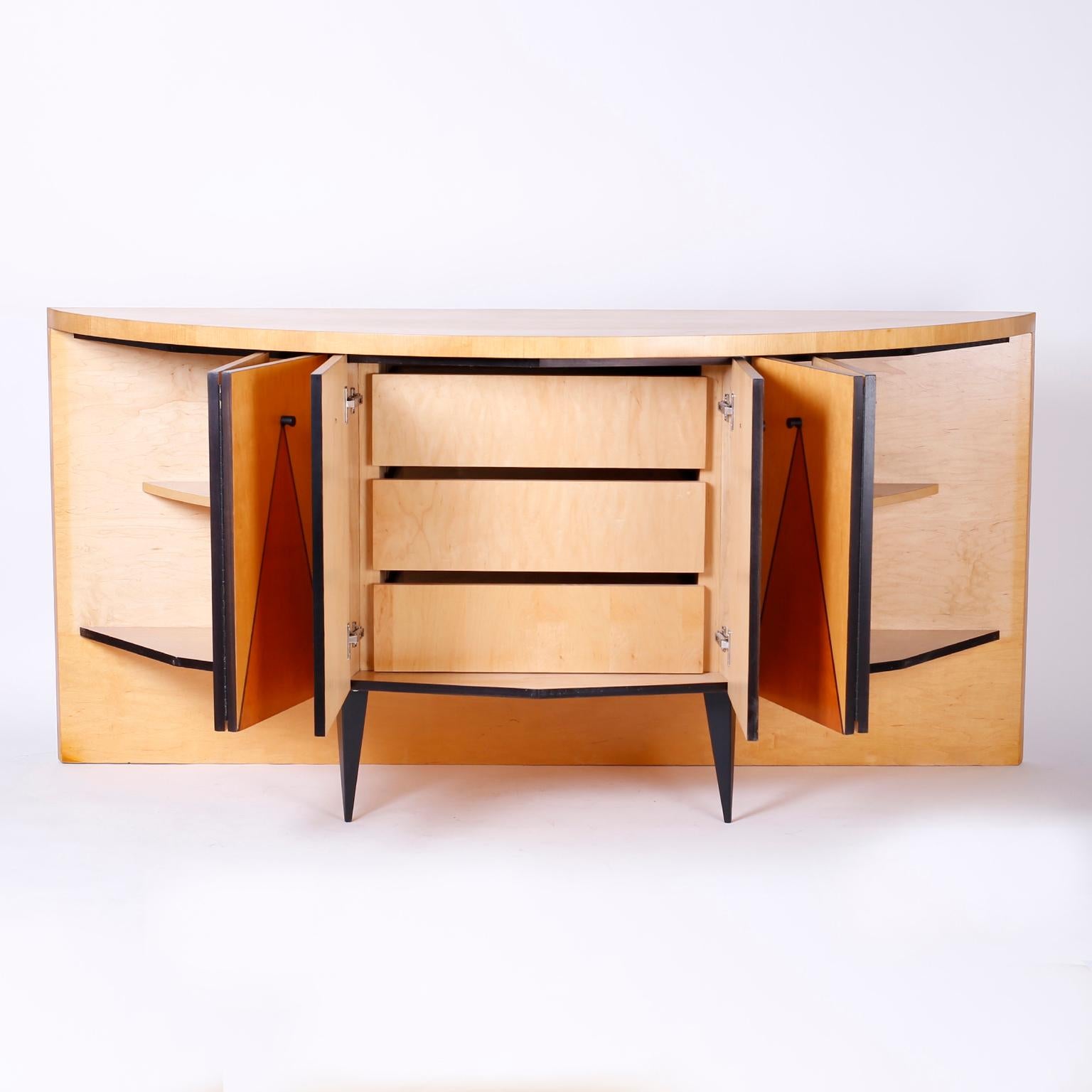 Mid-Century Modern Postmodern Demilune Credenza or Cabinet For Sale