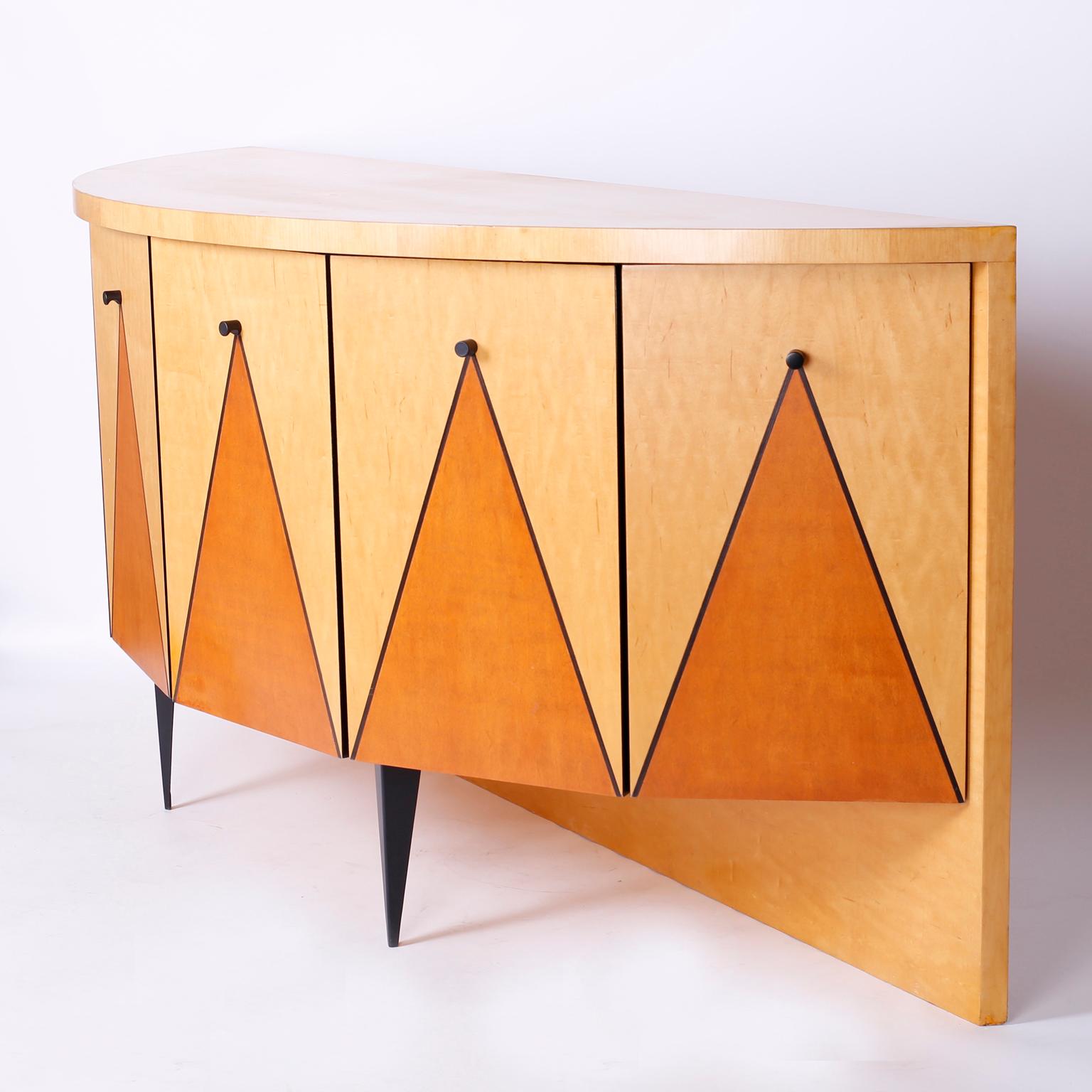 Postmodern Demilune Credenza or Cabinet In Excellent Condition For Sale In Palm Beach, FL