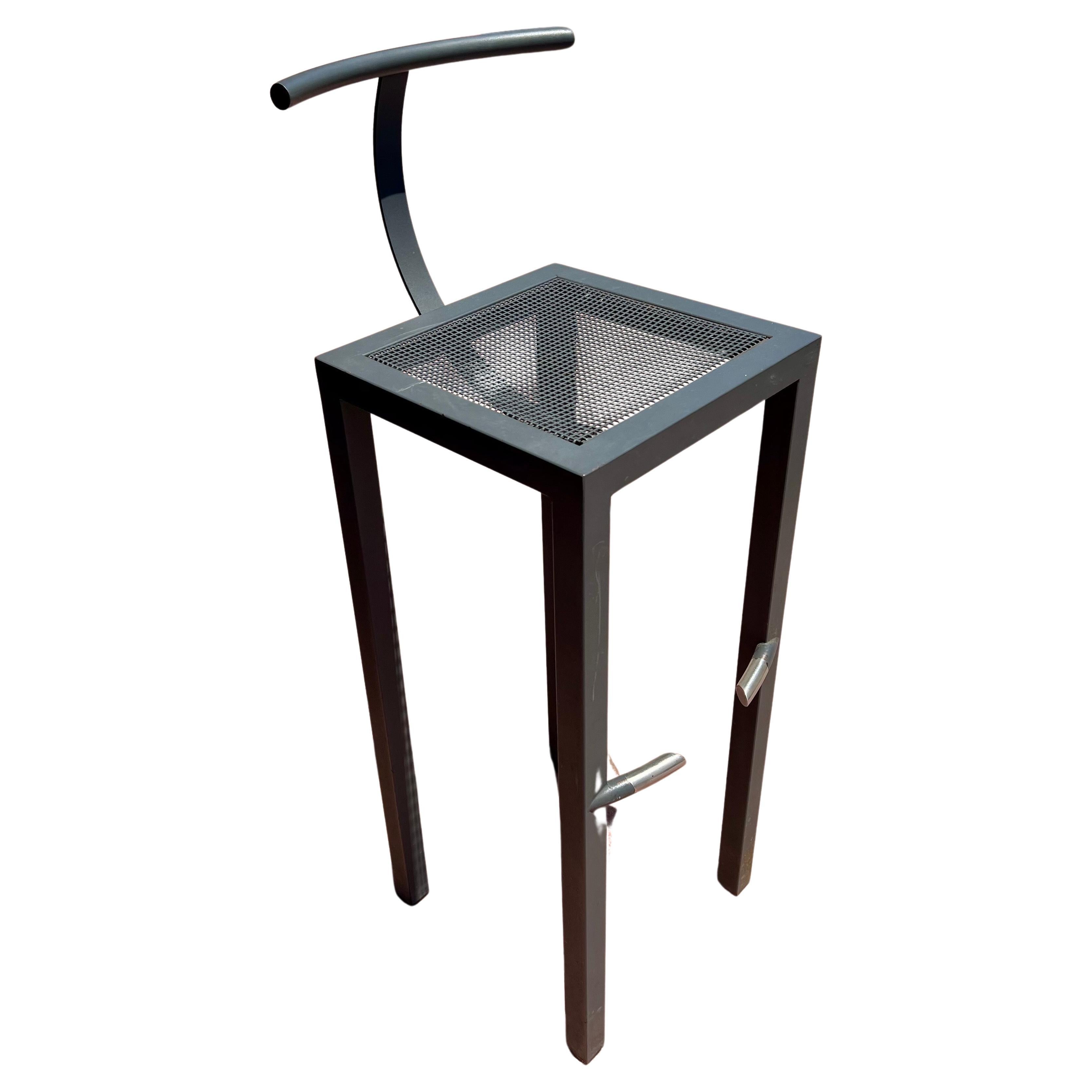 4 Philippe Starck Sarapis bar Stools for Aleph Ubik made in France in the 1980s. These stools are made of steel and are unique. They have age and light wear use a great example of Postmodern design. We can split the set in 2 if desired by the buyer.