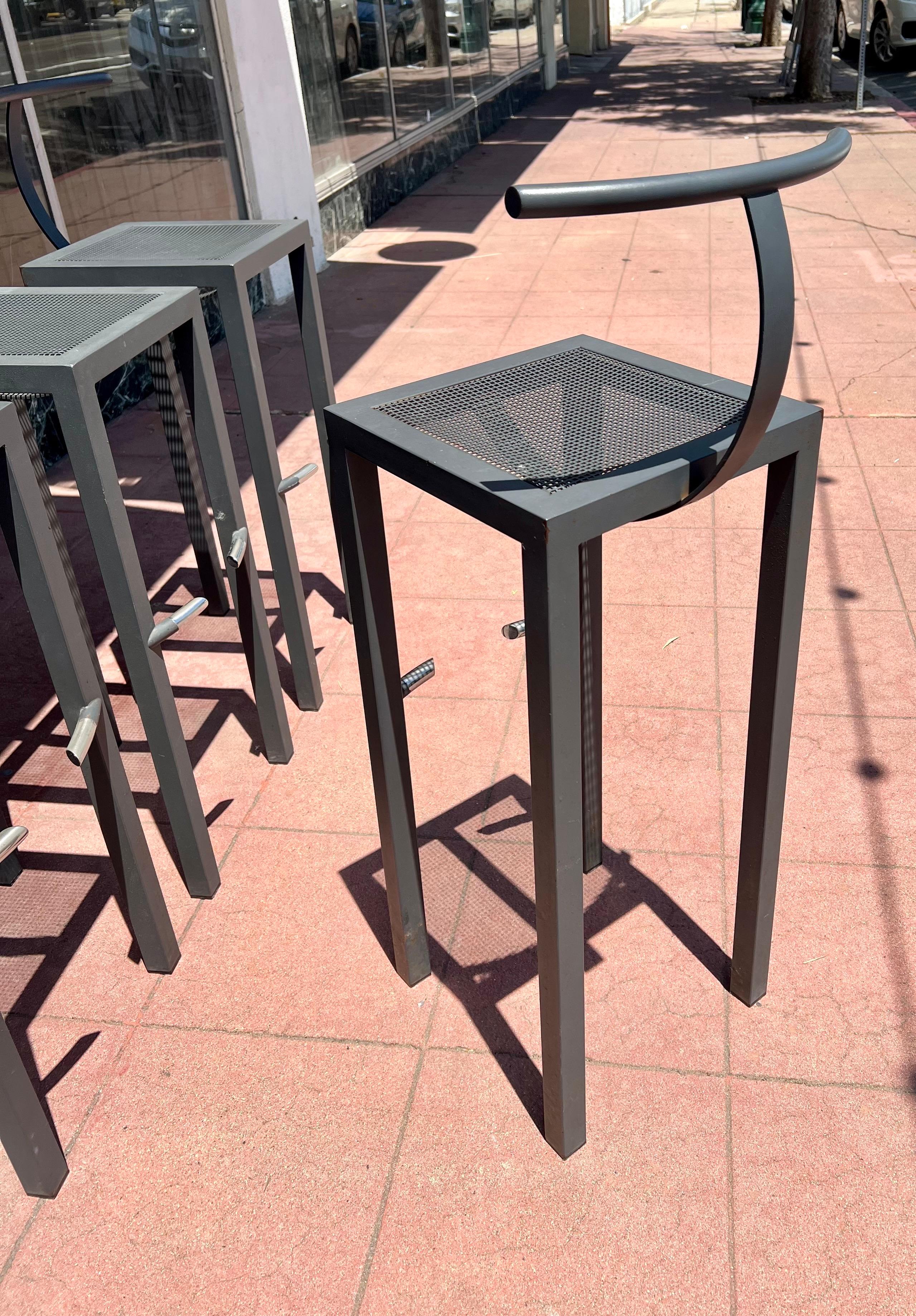 Postmodern Design 4 Philippe Starck Sarapis Bar Stools for Aleph Ubik In Good Condition In San Diego, CA