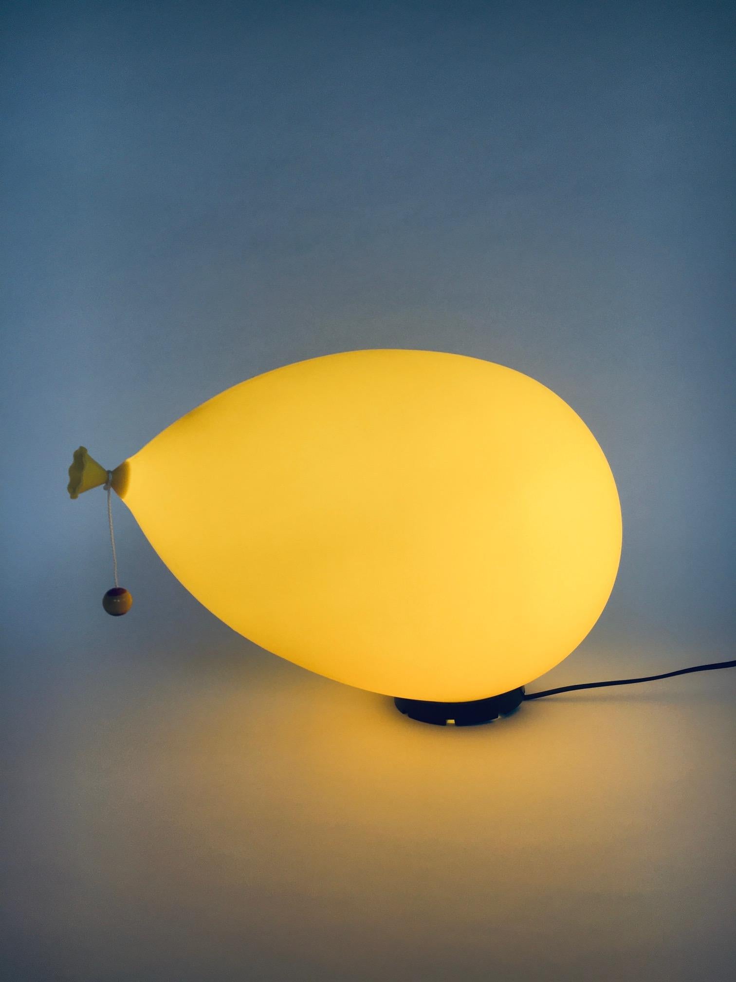 Vintage Postmodern design XXL BALLOON lamp by Yves Christin for Bilumen, made in Italy 1980's. Yellow version wall, table or floor lamp in all plastic construction. This is the largest version. Patent number 20903 B/84. All original condition with