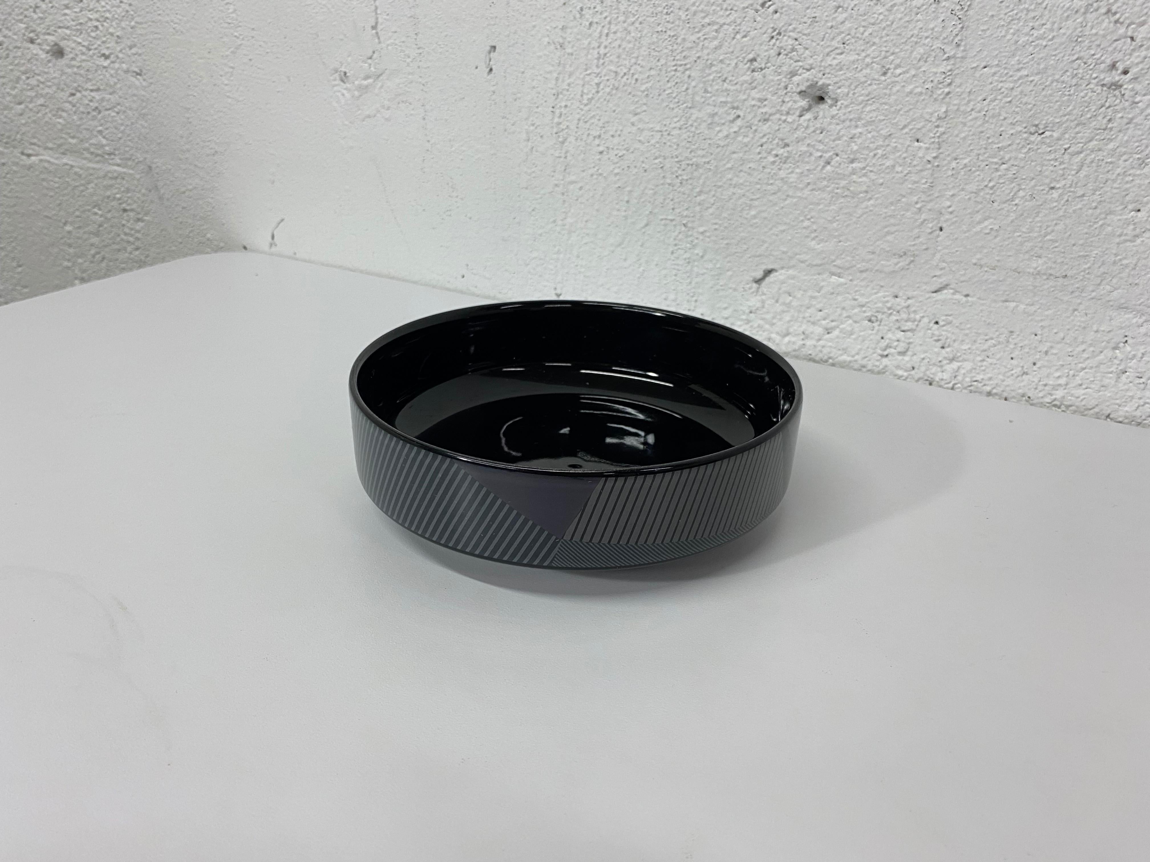 Japanese Postmodern Design Black Ceramic Bowl by Daniel Hechter, Paris