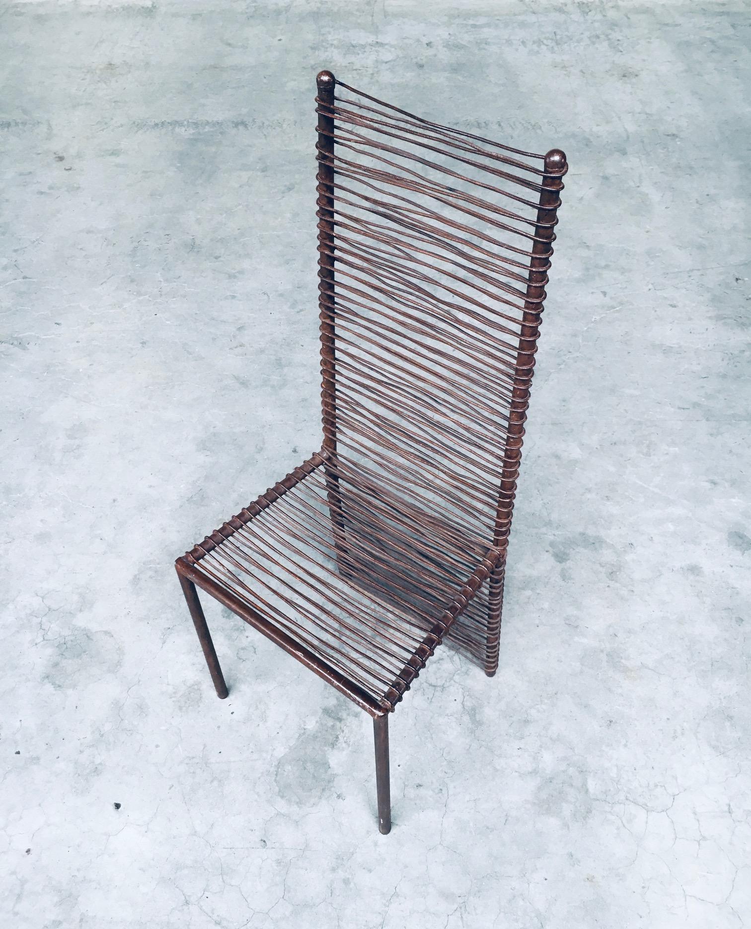 Postmodern Design Handcrafted Iron High Back Chair Set, 1980's For Sale 3