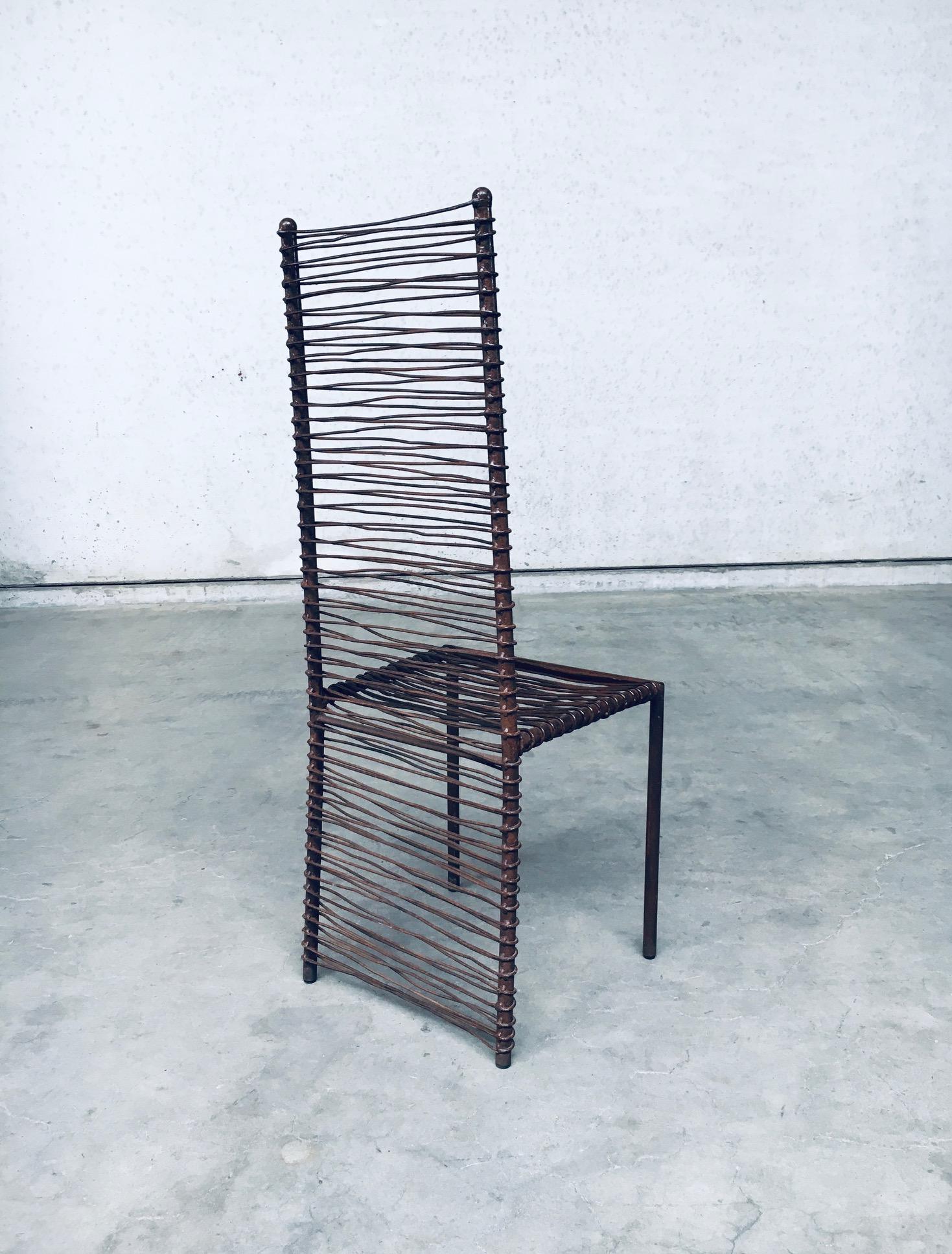 Postmodern Design Handcrafted Iron High Back Chair Set, 1980's For Sale 6