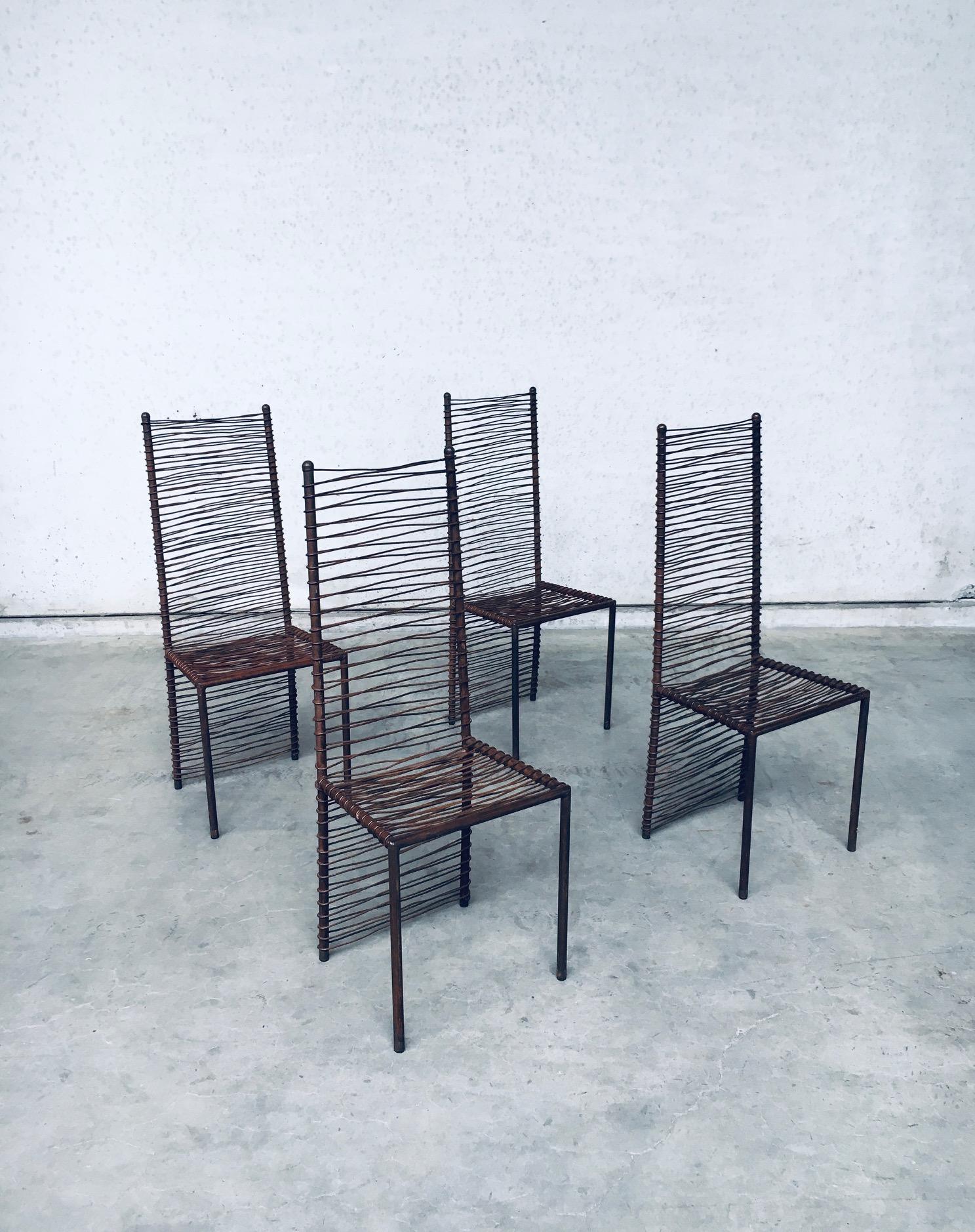 Post-Modern Postmodern Design Handcrafted Iron High Back Chair Set, 1980's For Sale