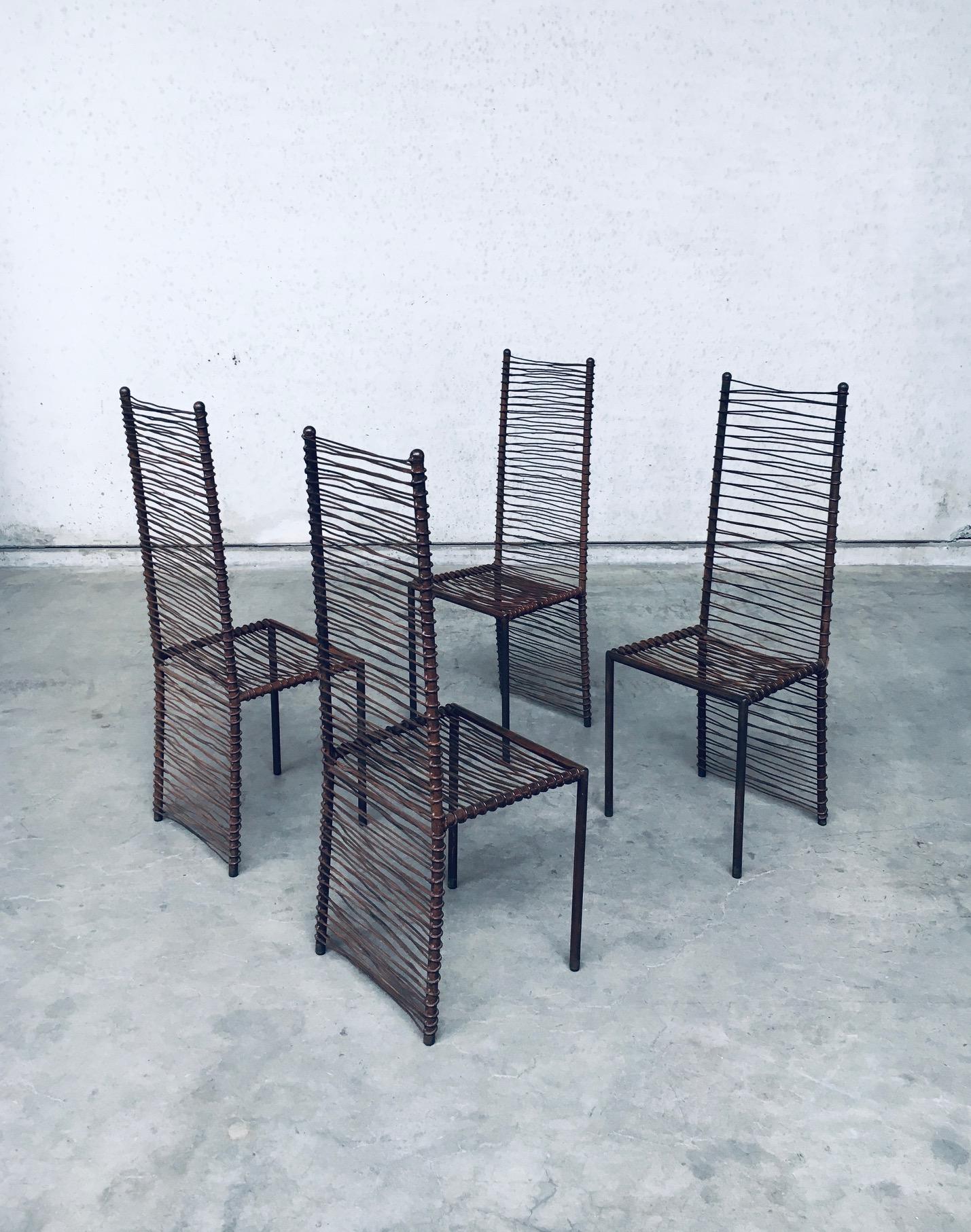 Postmodern Design Handcrafted Iron High Back Chair Set, 1980's For Sale 1