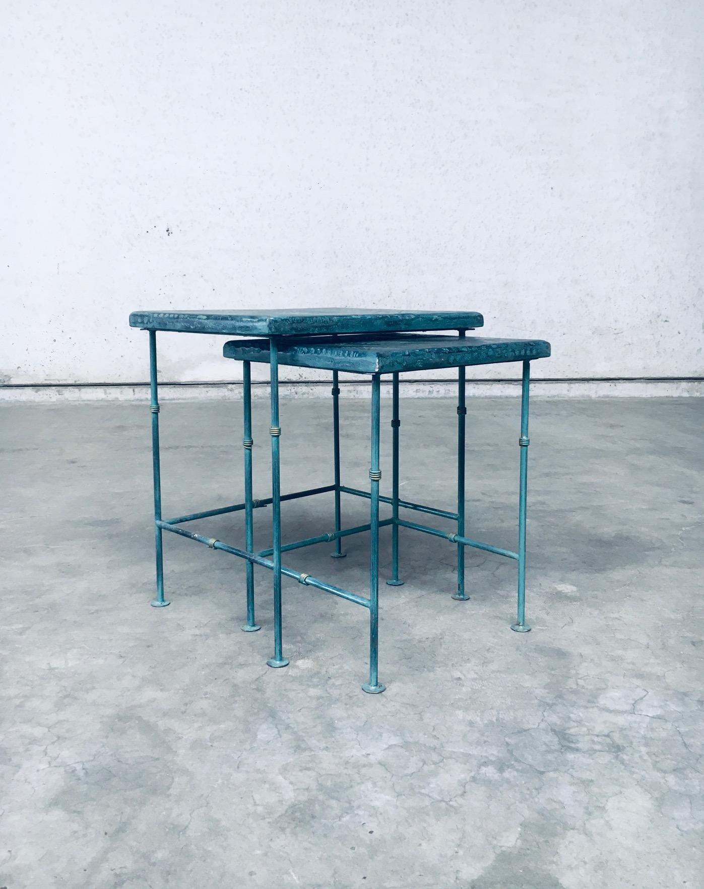 French Postmodern Design Handmade Nesting Table set by J. Berdou, France 1980's For Sale
